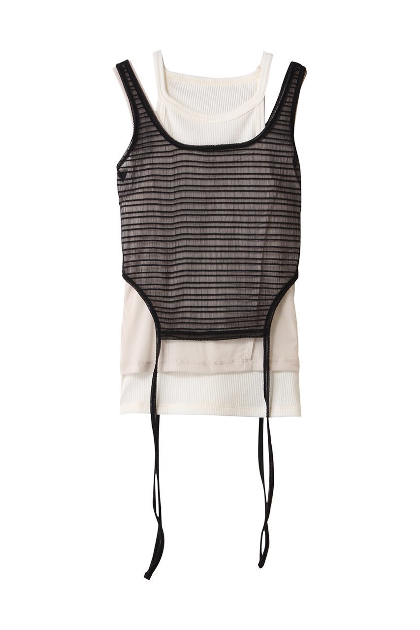 【メゾンスペシャル/MAISON SPECIAL】のTriple Layered Tank Top/トリプルレイヤードタンクトップ インテリア・キッズ・メンズ・レディースファッション・服の通販 founy(ファニー) 　ファッション　Fashion　レディースファッション　Fashion for Women　トップス・カットソー　Cut & Sew Tops　キャミソール&ノースリーブ　Camisoles & Sleeveless Tops　シャツ・ブラウス・オフィスカジュアル　Elegant Blouses & Button-Ups　ロングTシャツ・Tシャツ　Longline T-Shirts & Tees　カットソー・ベーシックTシャツ　Cut-and-Sewn Tops / Stretch Tees & Basics　インナー　Innerwear　キャミソール　Camisole, Spaghetti Strap Top　シアー　Sheer, See-Through　セパレート　Separate, Two-Piece　タンク　Tank Top, Sleeveless Top　トレンド　Trend, Trending Now　プリーツ　Pleats, Pleated　ボーダー　Border, Stripe　無地　Plain, Solid Color　日本製　Made In Japan　BLK(ブラック)|ID: prp329100004475081 ipo3291000000032785708