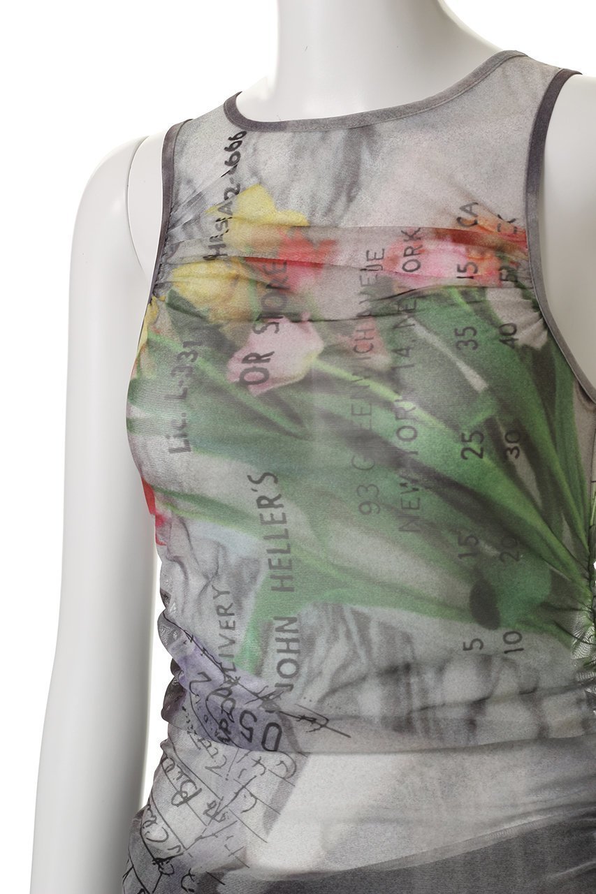 【メゾンスペシャル/MAISON SPECIAL】のTulip Gather Mesh Tank Top/チューリップギャザーメッシュタンクトップ 人気、トレンドファッション・服の通販 founy(ファニー) 　ファッション　Fashion　レディースファッション　Ladies' Fashion Online　トップス・カットソー　Cut & Sew Tops　キャミソール / ノースリーブ　Camisoles & Sleeveless Tops　シャツ/ブラウス　Elegant Blouses & Button-Ups　ロング / Tシャツ　Longline T-Shirts & Tees　カットソー　Tops & T-Shirts　インナー　Inner　キャミソール　Camisole　ギャザー　Gather　シアー　Sheer　スタイリッシュ　Stylish　ストレッチ　Stretch　タンク　Tank　プリント　Print　メッシュ　Mesh　再入荷　Restock/Back In Stock/Re Arrival　other-5|ID: prp329100004475083 ipo3291000000032694096