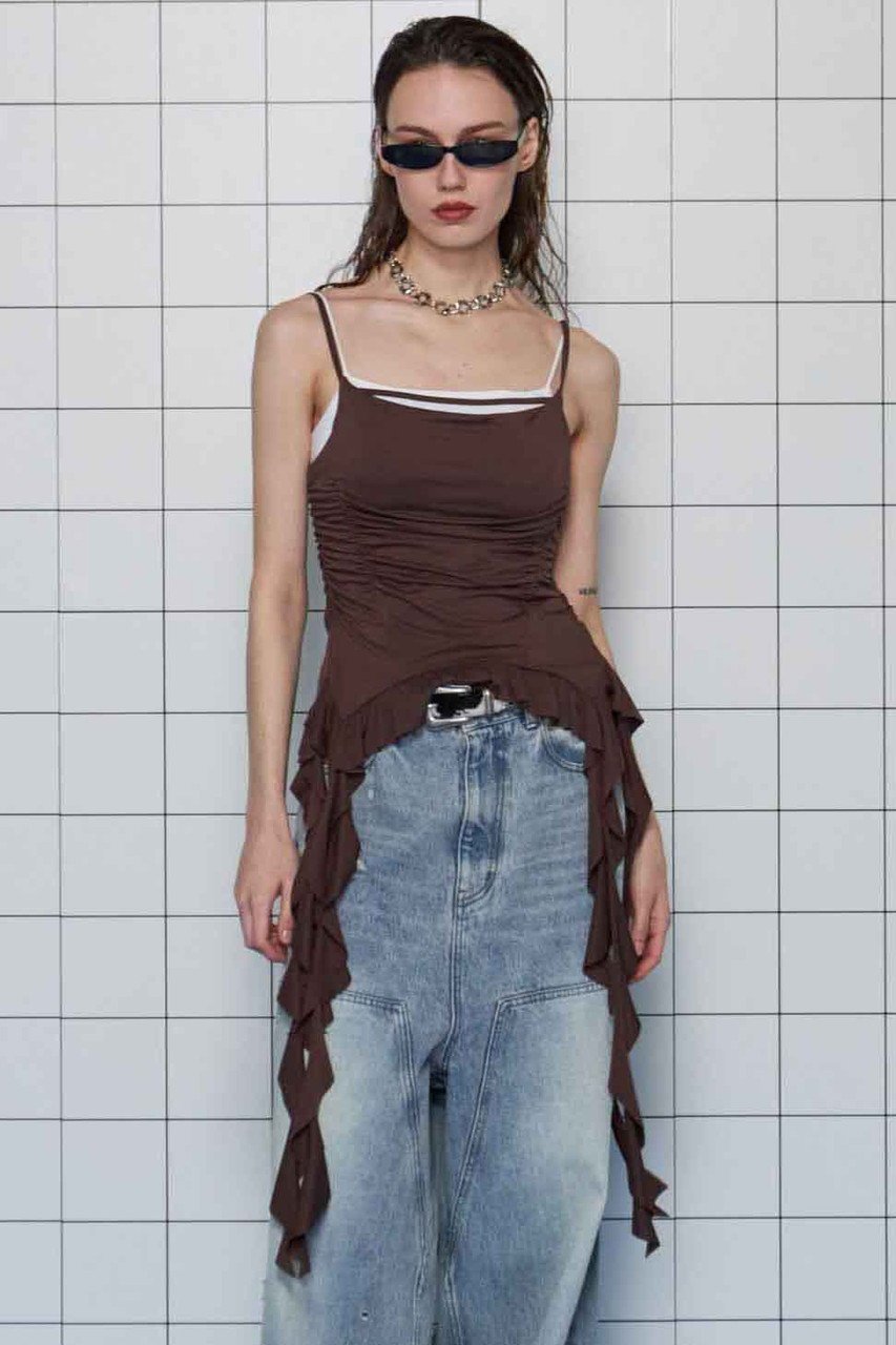 【メゾンスペシャル/MAISON SPECIAL】のRuffle Shirring Camisole/ラッフルシャーリングキャミソール 人気、トレンドファッション・服の通販 founy(ファニー) 　ファッション　Fashion　レディースファッション　WOMEN　トップス・カットソー　Tops/Tshirt　キャミソール / ノースリーブ　No Sleeves　シャツ/ブラウス　Shirts/Blouses　ロング / Tシャツ　T-Shirts　カットソー　Cut and Sewn　カットソー　Cut And Sew　キャミソール　Camisole　タンク　Tank　ラッフル　Raffle　再入荷　Restock/Back In Stock/Re Arrival　other-7|ID: prp329100004475101 ipo3291000000031549338