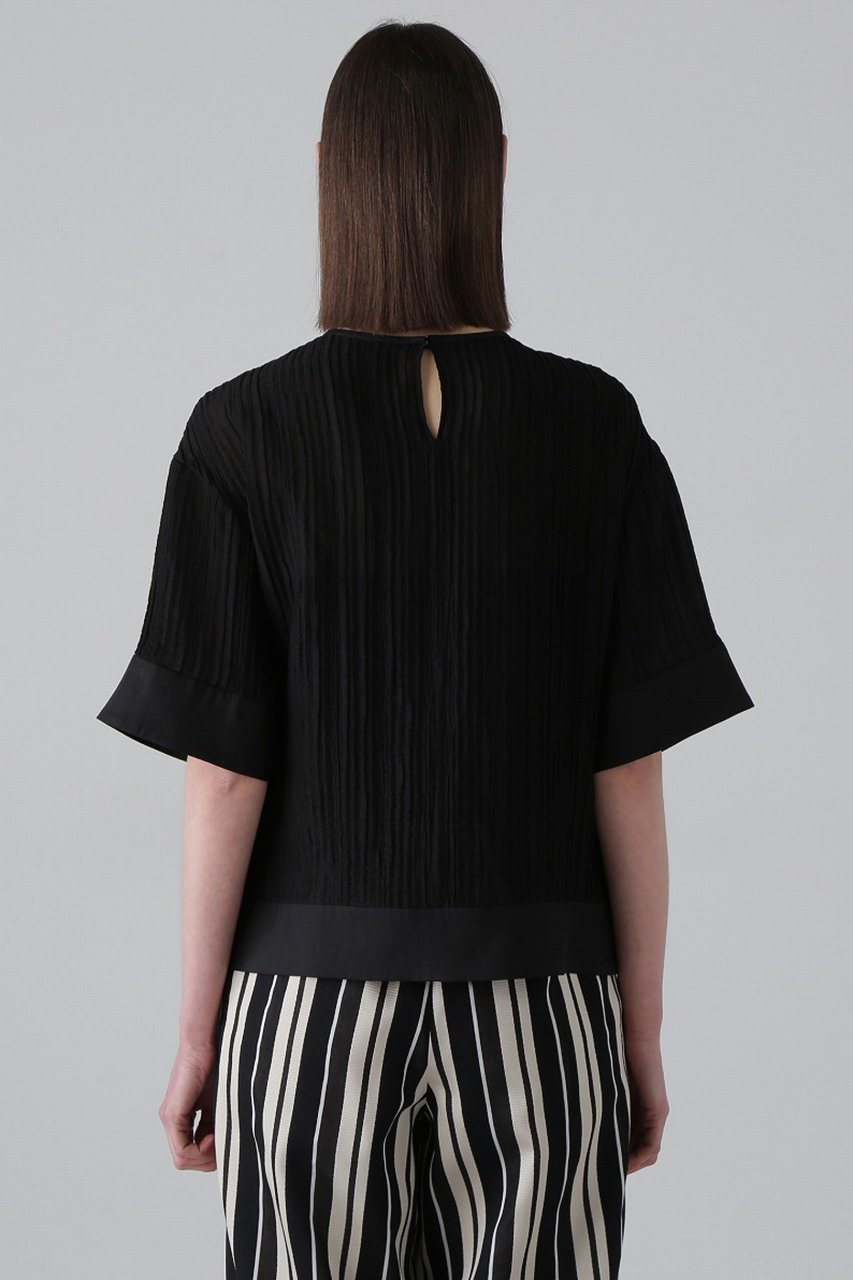 【アドーア/ADORE】のワッシャーシアーリボンブラウス 人気、トレンドファッション・服の通販 founy(ファニー) 　ファッション　Fashion　レディースファッション　WOMEN　トップス・カットソー　Tops/Tshirt　シャツ/ブラウス　Shirts/Blouses　ショート　Short　ジャカード　Jacquard　ストライプ　Stripe　スリーブ　Sleeve　フェミニン　Feminine　フロント　Front　リボン　Ribbon　ワッシャー　Washer　NEW・新作・新着・新入荷　New Arrivals　other-3|ID: prp329100004475111 ipo3291000000031549440