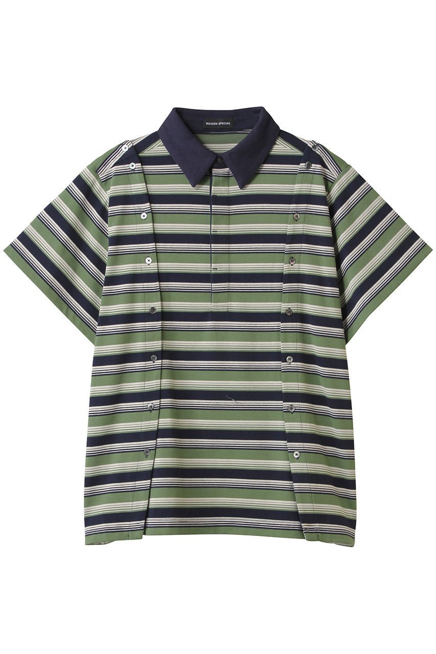 【メゾンスペシャル/MAISON SPECIAL】のMultiway Button Polo Shirt/マルチウェイボタンポロシャツ インテリア・キッズ・メンズ・レディースファッション・服の通販 founy(ファニー) 　ファッション　Fashion　レディースファッション　Fashion for Women　トップス・カットソー　Cut & Sew Tops　シャツ・ブラウス・オフィスカジュアル　Elegant Blouses & Button-Ups　ロングTシャツ・Tシャツ　Longline T-Shirts & Tees　ポロシャツ・きれいめカジュアル　Smart-Casual Polo Tops　カットソー・ベーシックTシャツ　Cut-and-Sewn Tops / Stretch Tees & Basics　シェイプ　Shape, Slim Fit　ショート　Short, Short Length　スリーブ　Sleeve, Long Sleeve / Short Sleeve　レース　Lace, Lace Fabric　おすすめ　Recommended / Our Picks　GRN(グリーン)|ID: prp329100004475136 ipo3291000000032852423