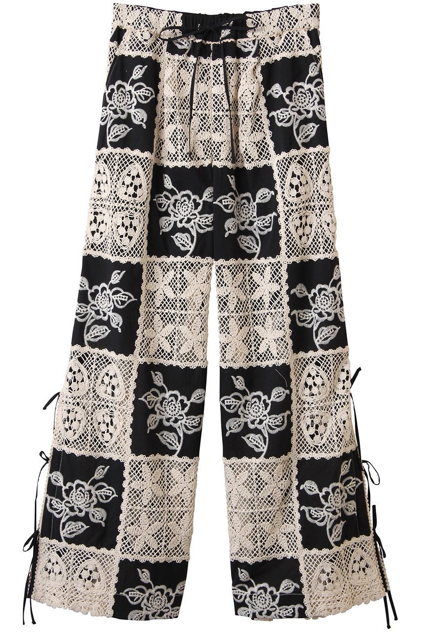 【メゾンスペシャル/MAISON SPECIAL】のEmbroidery Easy Pants/エンブロイダリーイージーパンツ インテリア・キッズ・メンズ・レディースファッション・服の通販 founy(ファニー) 　ファッション　Fashion　レディースファッション　Fashion for Women　パンツ　Pants & Trousers　かぎ針　Crochet　セットアップ　Set-Up, Coordinated Outfit　ドッキング　Docking, Mixed Material　ブロック　Block, Solid Block Pattern　ベスト　Vest, Waistcoat　モチーフ　Motif, Design Theme　リボン　Ribbon, Bow　ワイド　Wide, Wide Fit　おすすめ　Recommended / Our Picks　BLK(ブラック)|ID: prp329100004475143 ipo3291000000032809243
