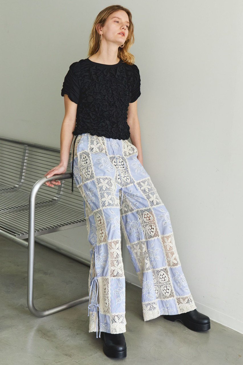 【メゾンスペシャル/MAISON SPECIAL】のEmbroidery Easy Pants/エンブロイダリーイージーパンツ 人気、トレンドファッション・服の通販 founy(ファニー) 　ファッション　Fashion　レディースファッション　Fashion for Women　パンツ　Pants & Trousers　かぎ針　Crochet　セットアップ　Set-Up, Coordinated Outfit　ドッキング　Docking, Mixed Material　ブロック　Block, Solid Block Pattern　ベスト　Vest, Waistcoat　モチーフ　Motif, Design Theme　リボン　Ribbon, Bow　ワイド　Wide, Wide Fit　おすすめ　Recommended / Our Picks　other-8|ID: prp329100004475143 ipo3291000000032809251