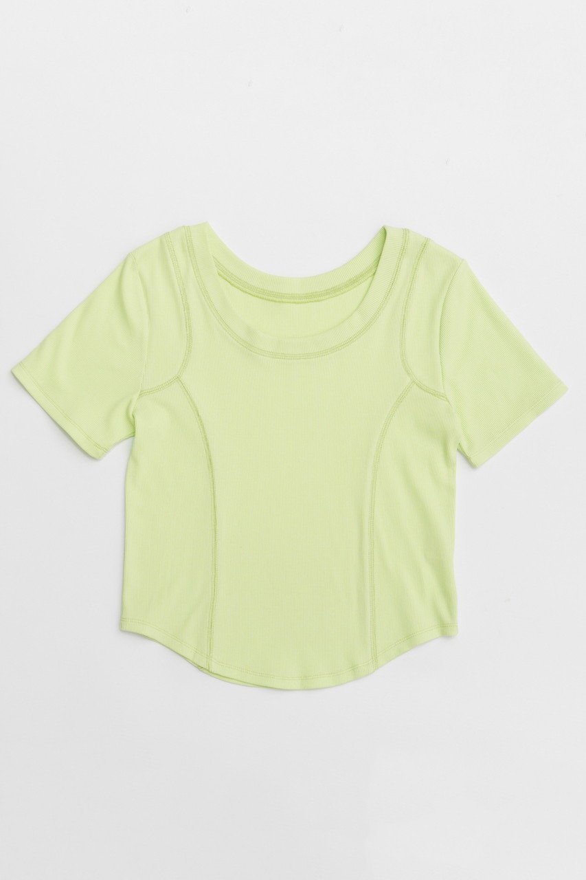 【メゾンスペシャル/MAISON SPECIAL】のBicolor Stitch Compact T-shirt/バイカラーステッチコンパクトTシャツ インテリア・キッズ・メンズ・レディースファッション・服の通販 founy(ファニー) 　ファッション　Fashion　レディースファッション　WOMEN　トップス・カットソー　Tops/Tshirt　シャツ/ブラウス　Shirts/Blouses　ロング / Tシャツ　T-Shirts　カットソー　Cut and Sewn　コンパクト　Compact　今季　This Season　ショート　Short　シンプル　Simple　ストレッチ　Stretch　スリーブ　Sleeve　フィット　Fit　LIME(ライム)|ID: prp329100004475159 ipo3291000000031550376