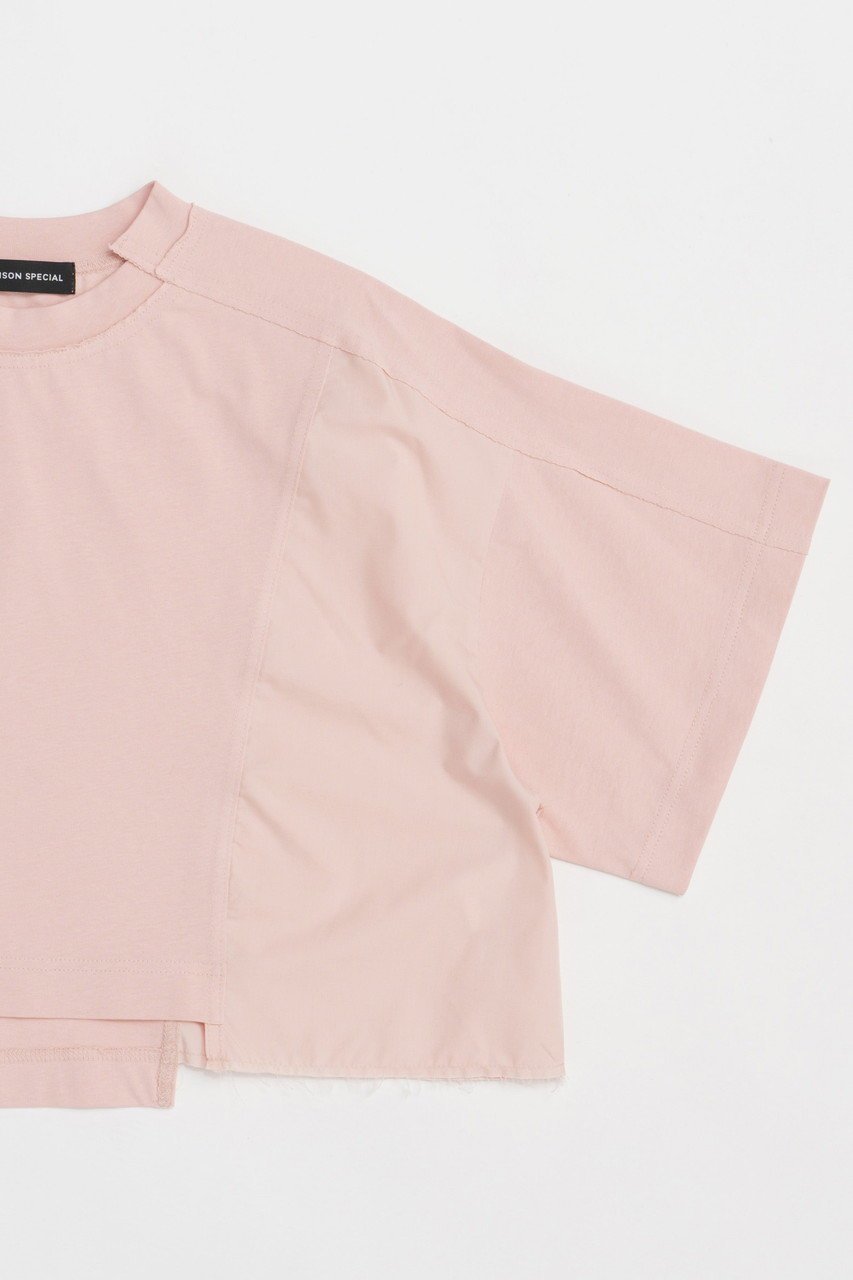 【メゾンスペシャル/MAISON SPECIAL】のDocking Crash Short T-shirt/ドッキングクラッシュショートTシャツ 人気、トレンドファッション・服の通販 founy(ファニー) 　ファッション　Fashion　レディースファッション　WOMEN　トップス・カットソー　Tops/Tshirt　シャツ/ブラウス　Shirts/Blouses　ロング / Tシャツ　T-Shirts　カットソー　Cut and Sewn　クラッシュ　Crash　クロップド　Cropped　コンビ　Combination　ショート　Short　スリム　Slim　スリーブ　Sleeve　ダメージ　Damage　ドッキング　Docking　バスク　Basque　バランス　Balance　ワイド　Wide　夏　Summer　エレガント 上品　Elegant　other-2|ID: prp329100004475161 ipo3291000000031550428