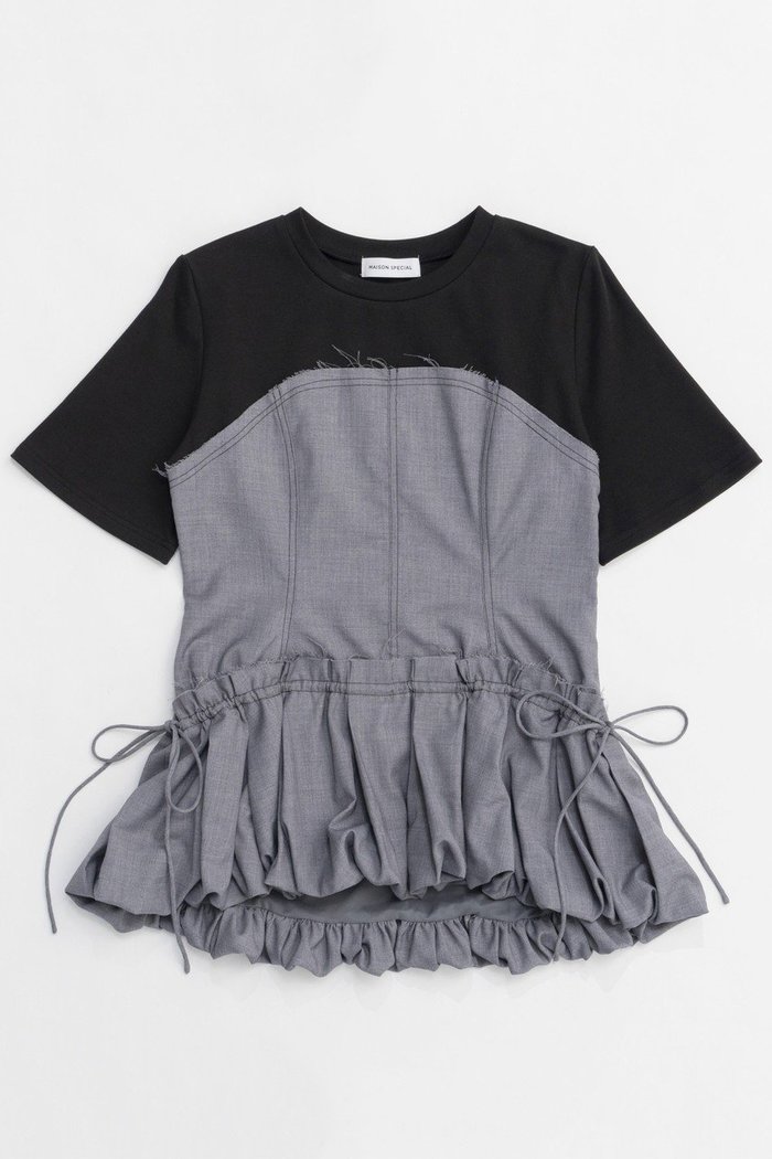 【メゾンスペシャル/MAISON SPECIAL】のDocking Balloon Hem T-shirt/ドッキングバルーンヘムTシャツ インテリア・キッズ・メンズ・レディースファッション・服の通販 founy(ファニー) https://founy.com/ ファッション Fashion レディースファッション WOMEN トップス・カットソー Tops/Tshirt シャツ/ブラウス Shirts/Blouses ロング / Tシャツ T-Shirts カットソー Cut and Sewn コルセット Corset ショート Short ストレッチ Stretch スピンドル Spindle スリーブ Sleeve デニム Denim おすすめ Recommend エレガント 上品 Elegant |ID: prp329100004475162 ipo3291000000031550445