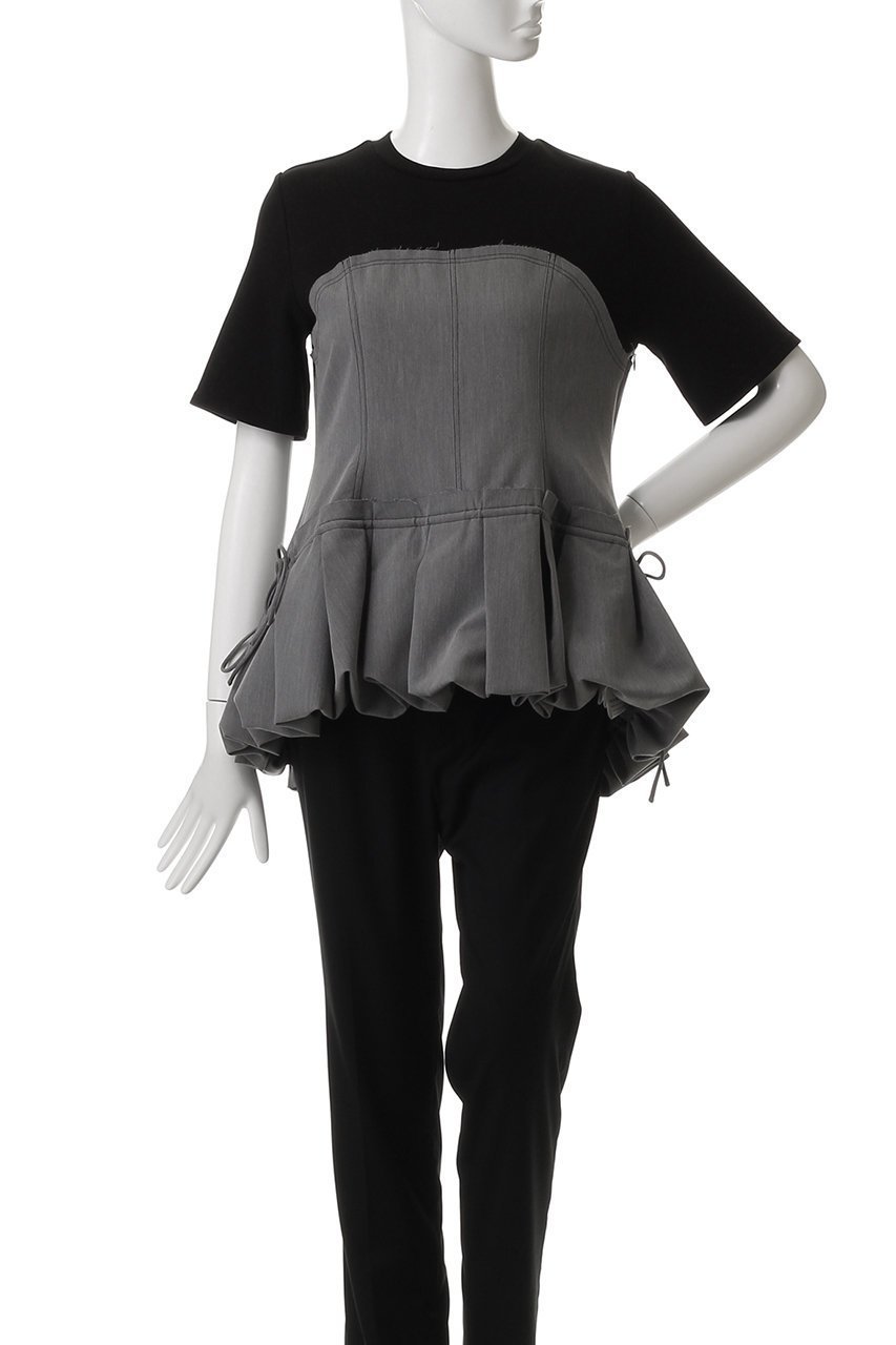 【メゾンスペシャル/MAISON SPECIAL】のDocking Balloon Hem T-shirt/ドッキングバルーンヘムTシャツ 人気、トレンドファッション・服の通販 founy(ファニー) 　ファッション　Fashion　レディースファッション　WOMEN　トップス・カットソー　Tops/Tshirt　シャツ/ブラウス　Shirts/Blouses　ロング / Tシャツ　T-Shirts　カットソー　Cut and Sewn　コルセット　Corset　ショート　Short　ストレッチ　Stretch　スピンドル　Spindle　スリーブ　Sleeve　デニム　Denim　再入荷　Restock/Back In Stock/Re Arrival　おすすめ　Recommend　エレガント 上品　Elegant　other-4|ID: prp329100004475162 ipo3291000000031617038