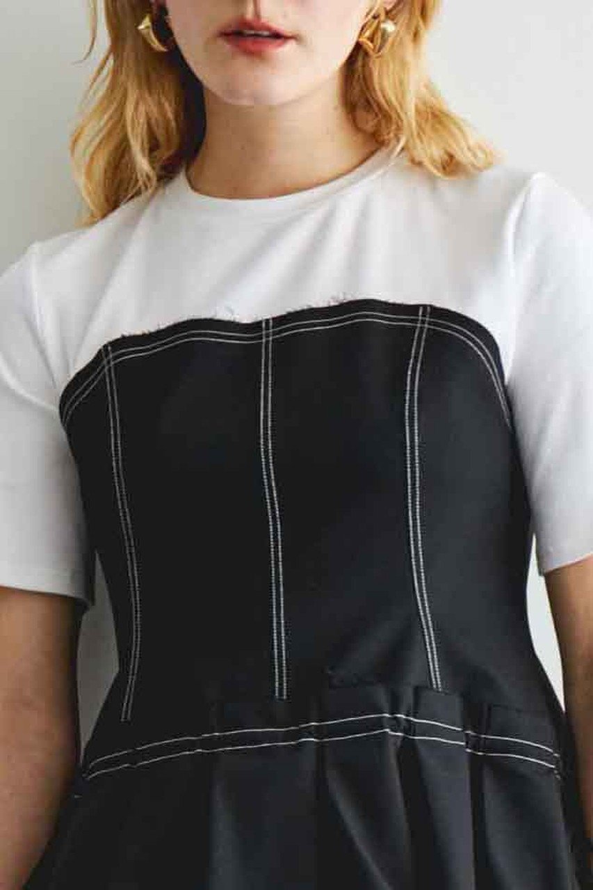 【メゾンスペシャル/MAISON SPECIAL】のDocking Balloon Hem T-shirt/ドッキングバルーンヘムTシャツ 人気、トレンドファッション・服の通販 founy(ファニー) 　ファッション　Fashion　レディースファッション　Fashion for Women　トップス・カットソー　Cut & Sew Tops　シャツ・ブラウス・オフィスカジュアル　Elegant Blouses & Button-Ups　ロングTシャツ・Tシャツ　Longline T-Shirts & Tees　カットソー・ベーシックTシャツ　Cut-and-Sewn Tops / Stretch Tees & Basics　コルセット　Corset, Bustier　ショート　Short, Short Length　ストレッチ　Stretch, Stretchy Fabric　スピンドル　Spindle, Drawcord　スリーブ　Sleeve, Long Sleeve / Short Sleeve　デニム　Denim, Jeans Material　おすすめ　Recommended / Our Picks　エレガント 上品　Elegant　other-6|ID: prp329100004475162 ipo3291000000032756637