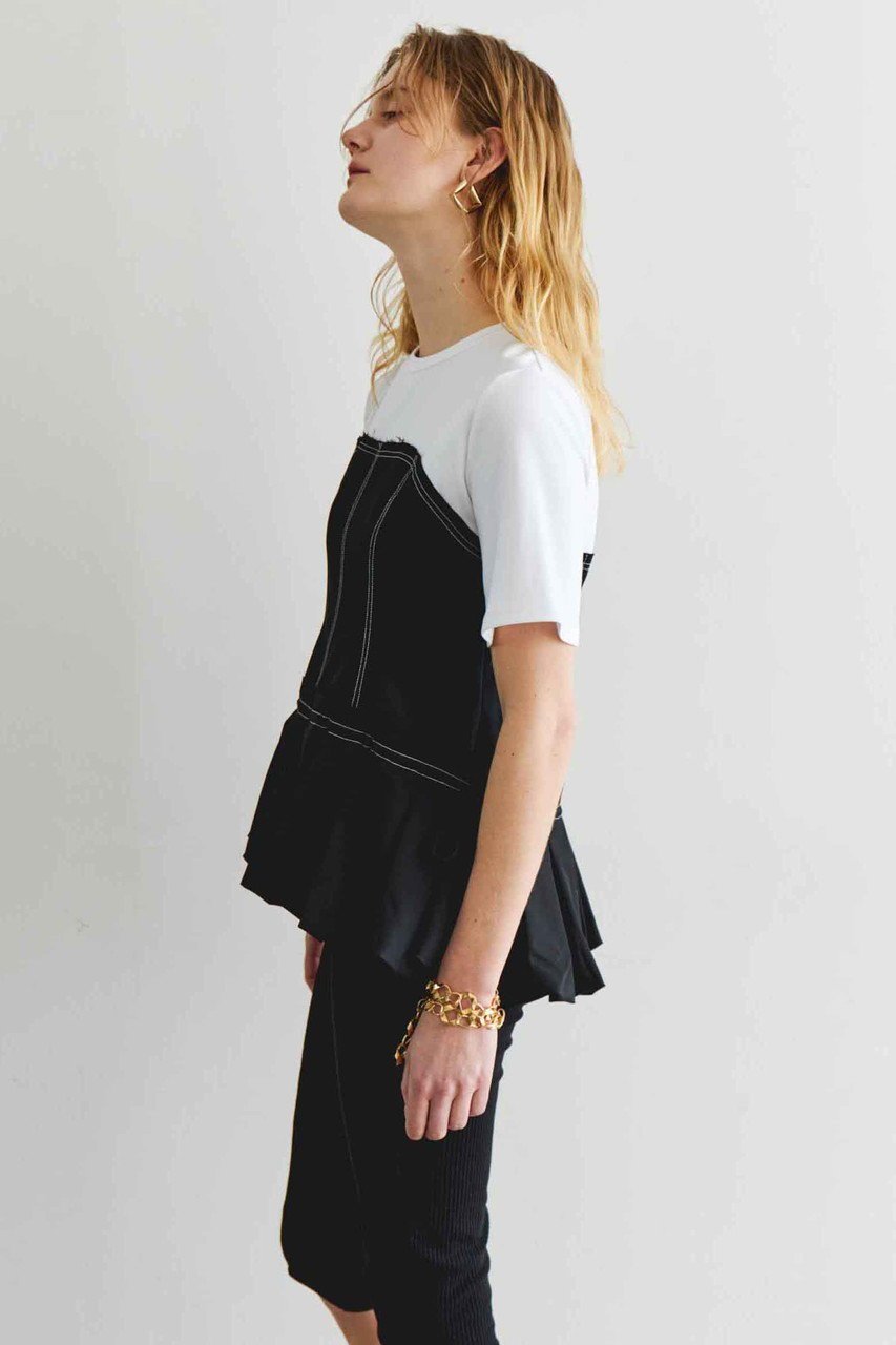 【メゾンスペシャル/MAISON SPECIAL】のDocking Balloon Hem T-shirt/ドッキングバルーンヘムTシャツ 人気、トレンドファッション・服の通販 founy(ファニー) 　ファッション　Fashion　レディースファッション　Fashion for Women　トップス・カットソー　Cut & Sew Tops　シャツ・ブラウス・オフィスカジュアル　Elegant Blouses & Button-Ups　ロングTシャツ・Tシャツ　Longline T-Shirts & Tees　カットソー・ベーシックTシャツ　Cut-and-Sewn Tops / Stretch Tees & Basics　コルセット　Corset, Bustier　ショート　Short, Short Length　ストレッチ　Stretch, Stretchy Fabric　スピンドル　Spindle, Drawcord　スリーブ　Sleeve, Long Sleeve / Short Sleeve　デニム　Denim, Jeans Material　おすすめ　Recommended / Our Picks　エレガント 上品　Elegant　other-7|ID: prp329100004475162 ipo3291000000032756638
