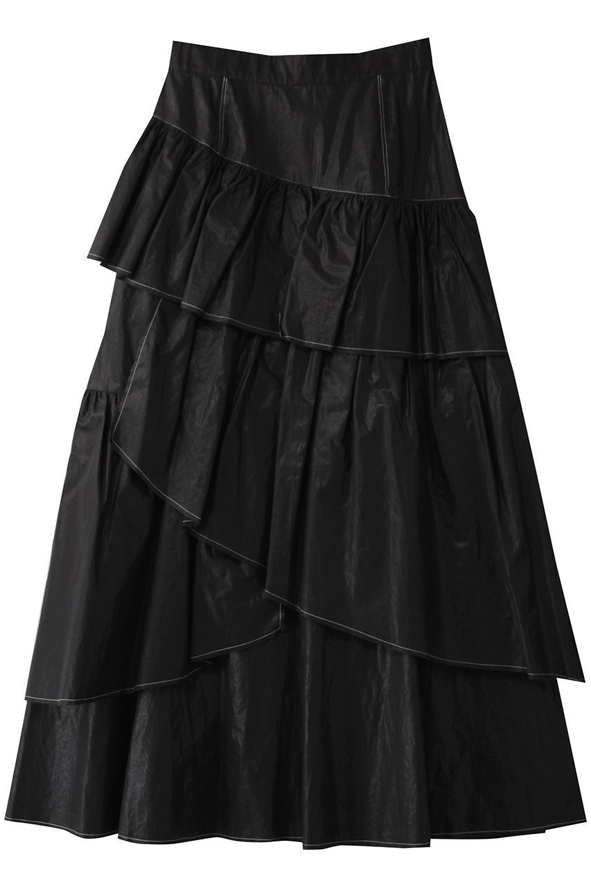 【メゾンスペシャル/MAISON SPECIAL】のFlare Tiered Skirt/フレアティアードスカート インテリア・キッズ・メンズ・レディースファッション・服の通販 founy(ファニー) 　ファッション　Fashion　レディースファッション　Fashion for Women　スカート　Skirts　ティアードスカート　Tiered Skirts　ロングスカート　Long Skirts / Maxi & Midi Skirts　コーティング　Coating, Coated Finish　シャンブレー　Chambray, Denim-Like Fabric　ティアードスカート　Tiered Skirt, Flounced Skirt　フェミニン　Feminine, Girly　フレア　Flare, Flared　ロング　Long, Long-Length　夏　Summer　エレガント 上品　Elegant　BLK(ブラック)|ID: prp329100004475175 ipo3291000000035334140