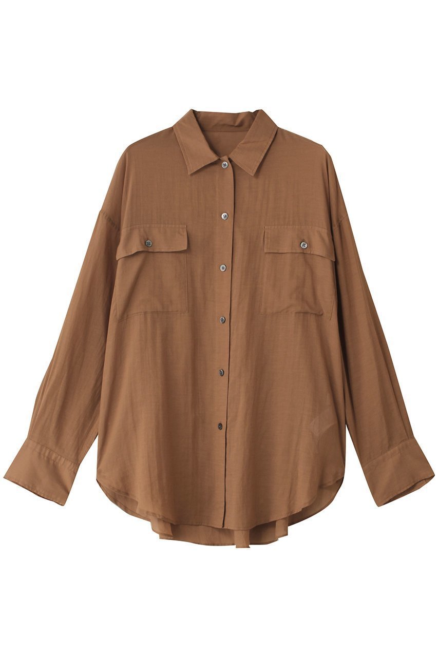 【ガリャルダガランテ/GALLARDAGALANTE】のローンシャツ インテリア・キッズ・メンズ・レディースファッション・服の通販 founy(ファニー) 　ファッション　Fashion　レディースファッション　Fashion for Women　トップス・カットソー　Cut & Sew Tops　シャツ・ブラウス・オフィスカジュアル　Elegant Blouses & Button-Ups　シンプル　Simple, Minimal　スリーブ　Sleeve, Long Sleeve / Short Sleeve　ロング　Long, Long-Length　人気　Popular, Best Seller　定番　Standard, Basic Item　羽織　Haori, Light Jacket　ブラウン|ID: prp329100004475203 ipo3291000000033314288