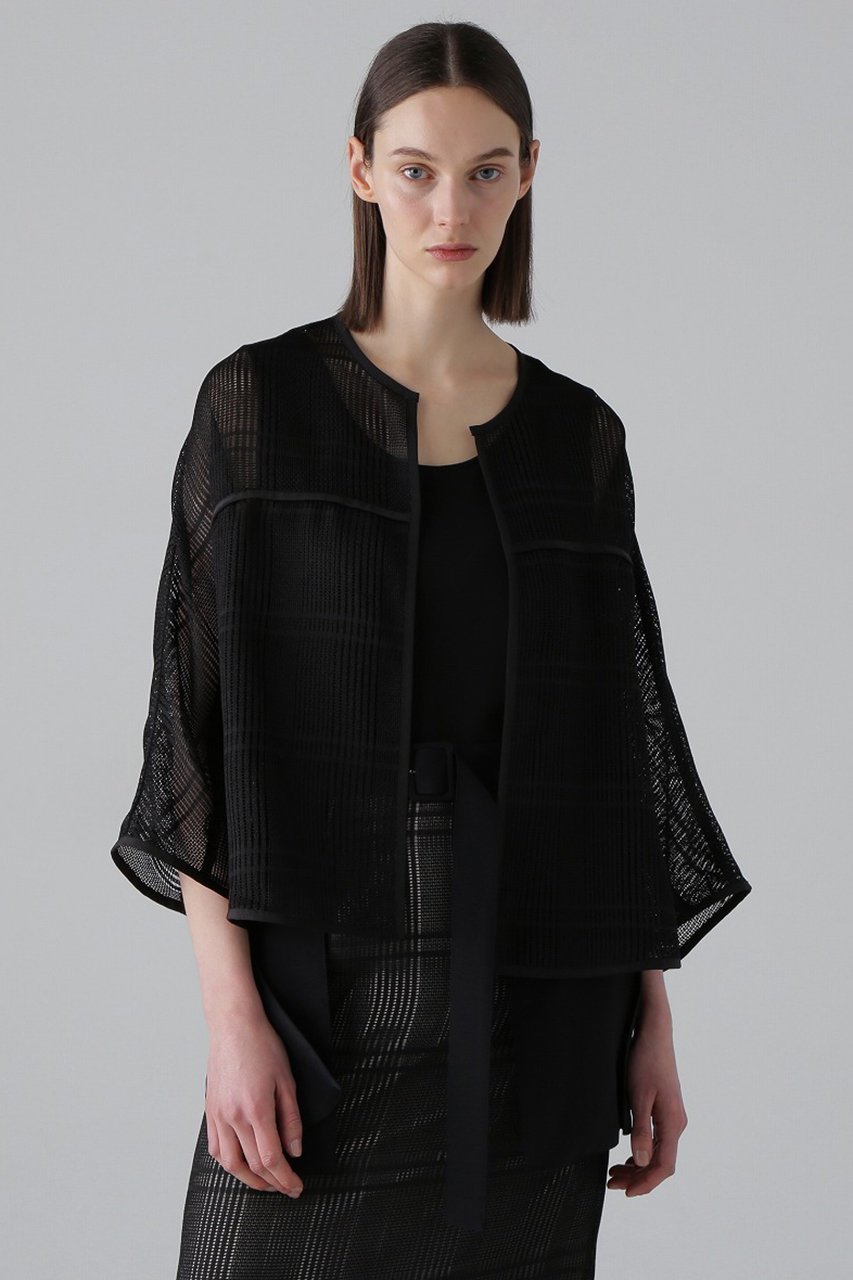 【アドーア/ADORE】のレノクロスチェックジャケット インテリア・キッズ・メンズ・レディースファッション・服の通販 founy(ファニー) 　ファッション　Fashion　レディースファッション　Fashion for Women　アウター　Coat / Outerwear Collection　レディースジャケット・軽アウター　Jackets　グログラン　Grosgrain, Grosgrain Ribbon　ジャケット　Jacket, Outerwear　チェック　Check, Plaid, Tartan　パイピング　Piping, Trim Design　メッシュ　Mesh, Net Fabric　エレガント 上品　Elegant　ブラック|ID: prp329100004475210 ipo3291000000036923087