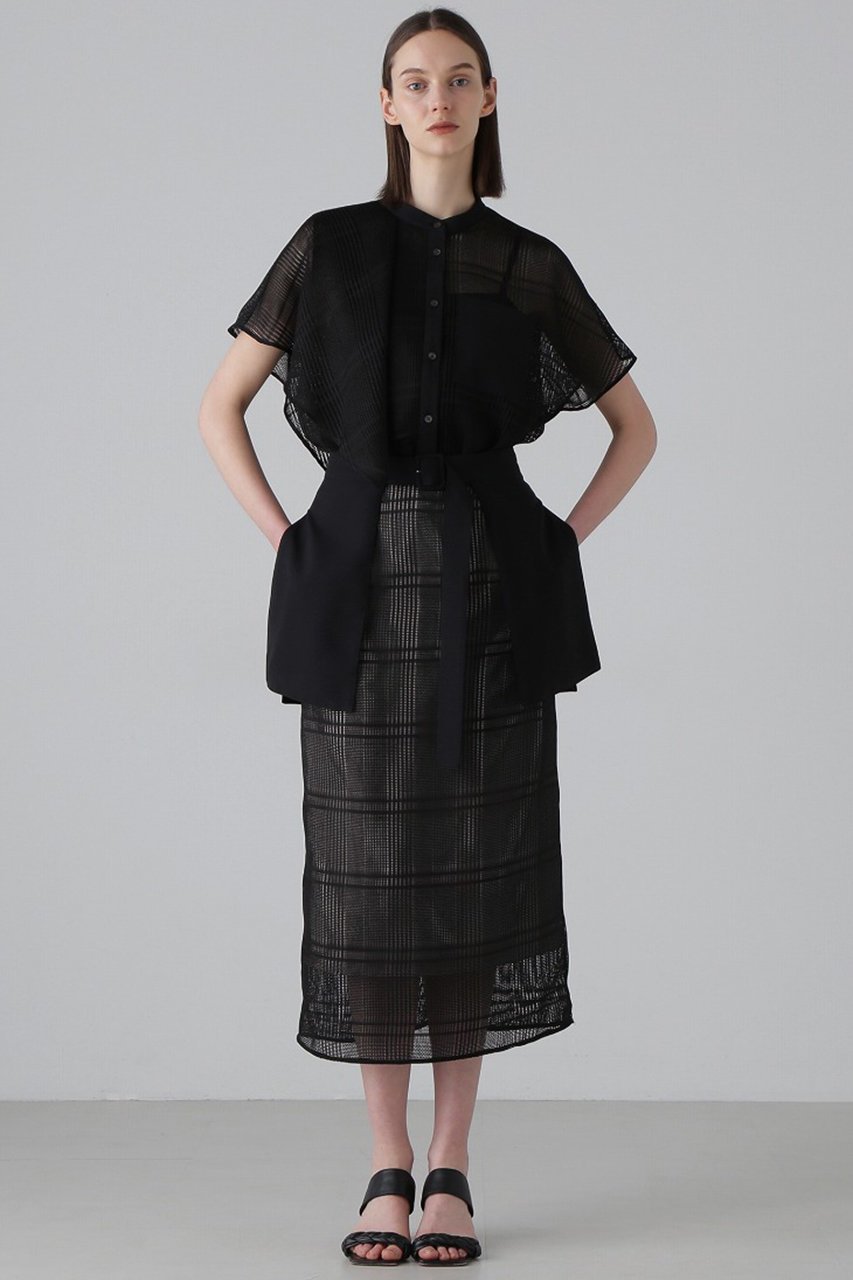【アドーア/ADORE】のレノクロスチェックスカート インテリア・キッズ・メンズ・レディースファッション・服の通販 founy(ファニー) 　ファッション　Fashion　レディースファッション　Fashion for Women　スカート　Skirts　スリット　Slit, Slit Detail　チェック　Check, Plaid, Tartan　ポケット　Pocket, Pocket Detail　エレガント 上品　Elegant　無地　Plain, Solid Color　ブラック|ID: prp329100004475212 ipo3291000000032813849