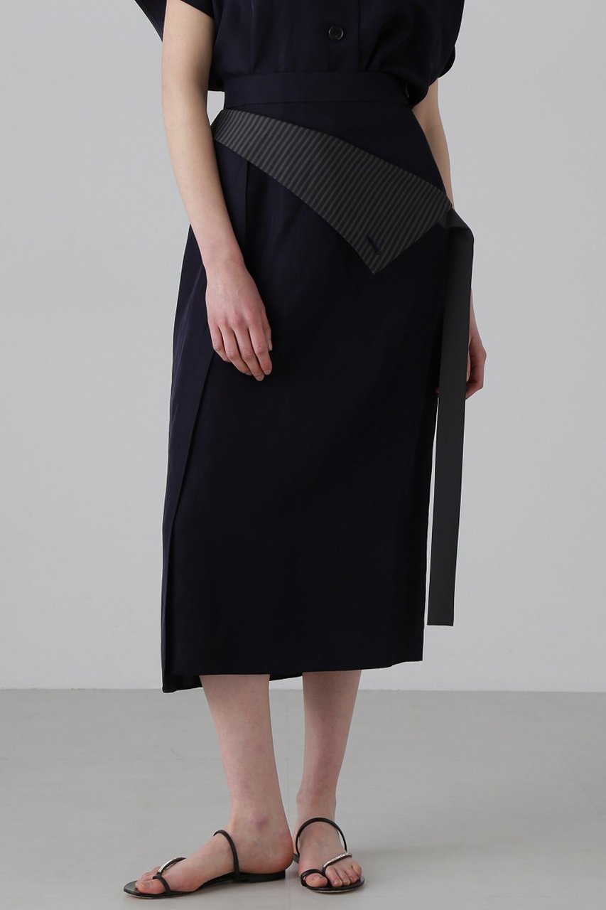 【アドーア/ADORE】のシルキープレーンクロススカート インテリア・キッズ・メンズ・レディースファッション・服の通販 founy(ファニー) 　ファッション　Fashion　レディースファッション　WOMEN　スカート　Skirt　ロングスカート　Long Skirt　シンプル　Simple　ジャケット　Jacket　ストライプ　Stripe　セットアップ　Set Up　ロング　Long　エレガント 上品　Elegant　無地　Plain Color　ネイビー|ID: prp329100004475216 ipo3291000000032243849