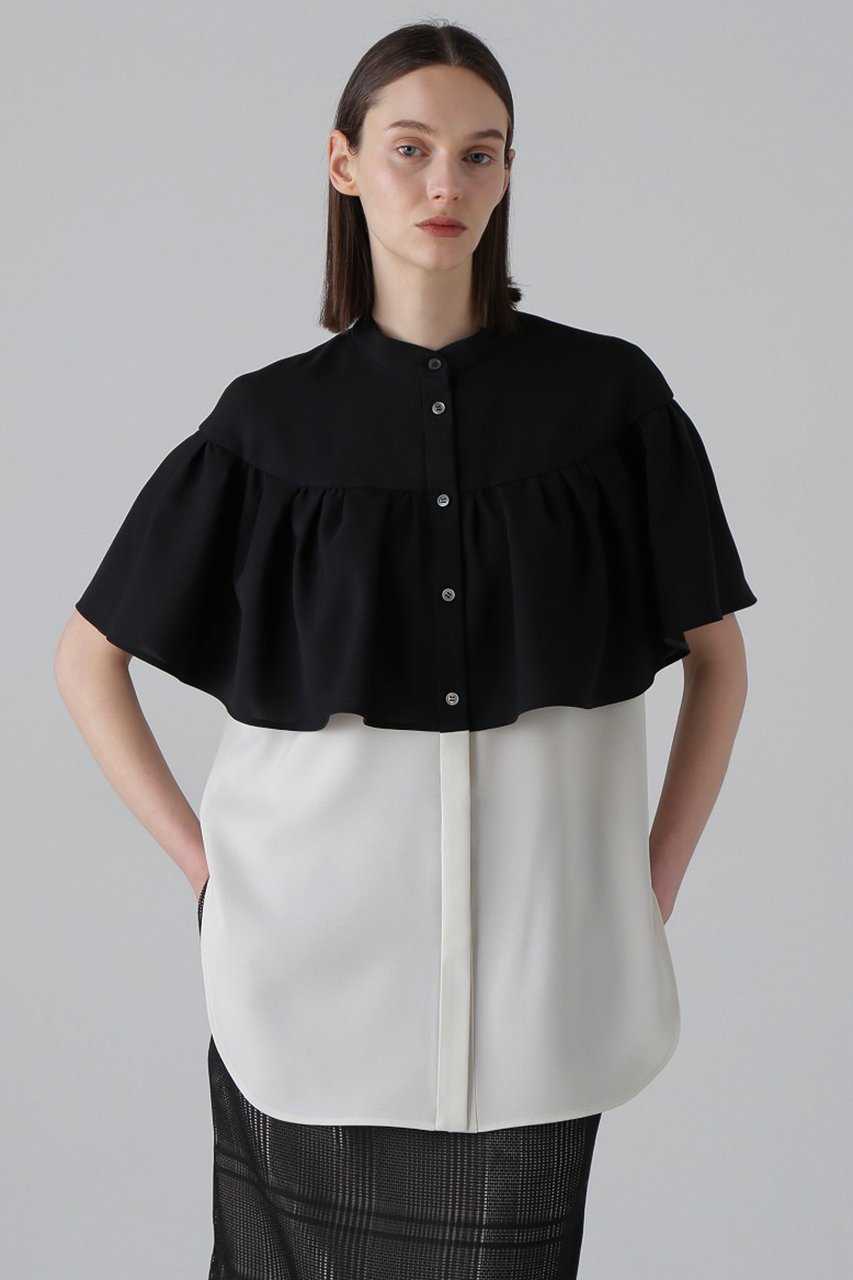 【アドーア/ADORE】のケープブラウス インテリア・キッズ・メンズ・レディースファッション・服の通販 founy(ファニー) 　ファッション　Fashion　レディースファッション　WOMEN　トップス・カットソー　Tops/Tshirt　シャツ/ブラウス　Shirts/Blouses　ギャザー　Gather　ショート　Short　スリーブ　Sleeve　ドレープ　Drape　ノースリーブ　No Sleeve　フェミニン　Feminine　エレガント 上品　Elegant　ブラック|ID: prp329100004475217 ipo3291000000032243852