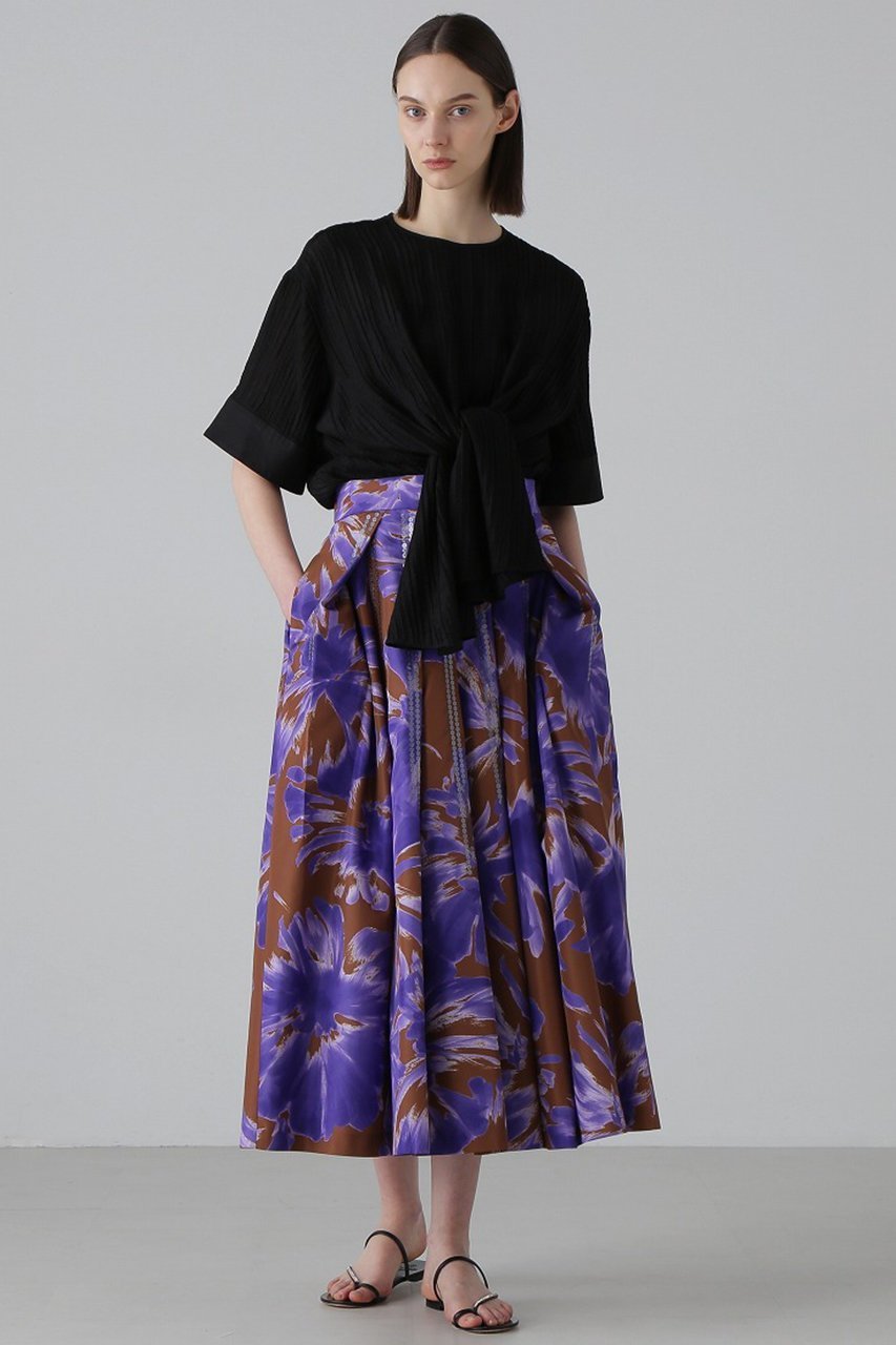 【アドーア/ADORE】のブラッシュフラワープリントスカート 人気、トレンドファッション・服の通販 founy(ファニー) 　ファッション　Fashion　レディースファッション　Fashion for Women　スカート　Skirts　ロングスカート　Long Skirts / Maxi & Midi Skirts　スパンコール　Sequins, Sequin Embellishment　タフタ　Taffeta, Structured Fabric　フェミニン　Feminine, Girly　フラワー　Flower, Floral　フレア　Flare, Flared　プリント　Print, Printed Pattern　ランダム　Random, Irregular　ロング　Long, Long-Length　エレガント 上品　Elegant　再入荷　Restock / Back in Stock　other-2|ID: prp329100004475220 ipo3291000000032769230