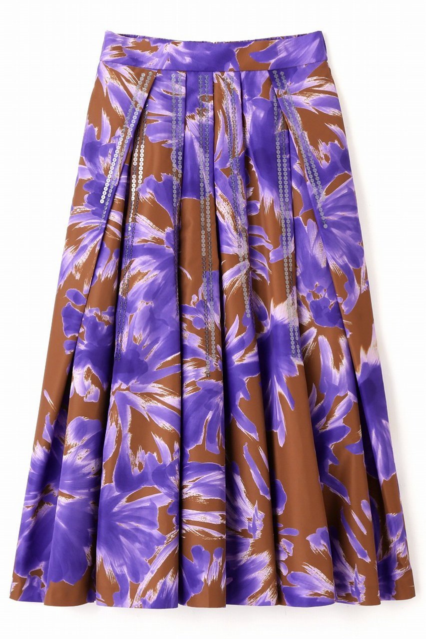 【アドーア/ADORE】のブラッシュフラワープリントスカート インテリア・キッズ・メンズ・レディースファッション・服の通販 founy(ファニー) 　ファッション　Fashion　レディースファッション　Fashion for Women　スカート　Skirts　ロングスカート　Long Skirts / Maxi & Midi Skirts　スパンコール　Sequins, Sequin Embellishment　タフタ　Taffeta, Structured Fabric　フェミニン　Feminine, Girly　フラワー　Flower, Floral　フレア　Flare, Flared　プリント　Print, Printed Pattern　ランダム　Random, Irregular　ロング　Long, Long-Length　エレガント 上品　Elegant　再入荷　Restock / Back in Stock　パープル|ID: prp329100004475220 ipo3291000000034991003