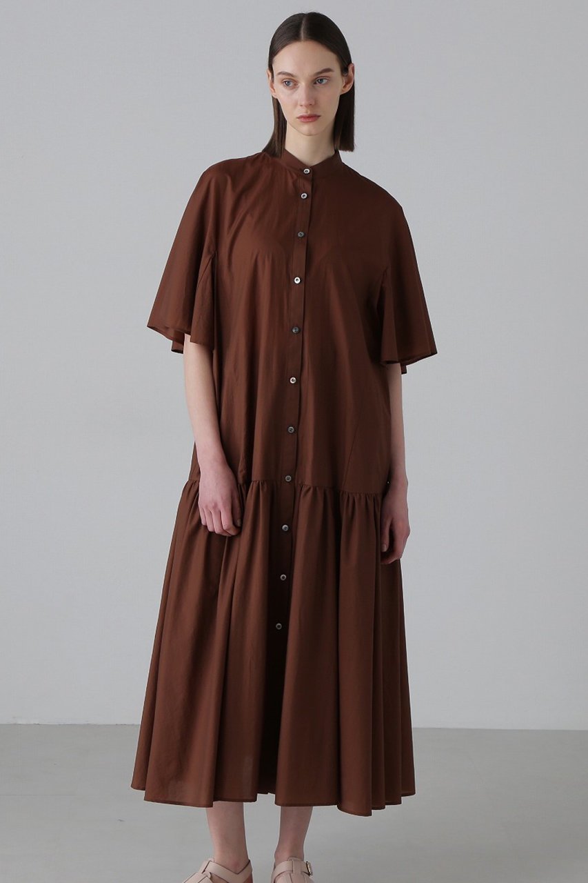 【アドーア/ADORE】のコットンナイロンタフタワンピース インテリア・キッズ・メンズ・レディースファッション・服の通販 founy(ファニー) 　ファッション　Fashion　レディースファッション　Fashion for Women　ワンピース　Dresses　チュニック　Tunic Tops & Dresses　2024年　2024　2024春夏・S/S　Spring/Summer 2024 SS24　ギャザー　Gathered, Ruffled　タフタ　Taffeta, Structured Fabric　チュニック　Tunic, Long Top　ドレス　Dress, One-Piece　バランス　Balance, Style Balance　フェミニン　Feminine, Girly　フレア　Flare, Flared　ロング　Long, Long-Length　人気　Popular, Best Seller　今季　This Season, Current Season　夏　Summer　ブラウン|ID: prp329100004475221 ipo3291000000035344612