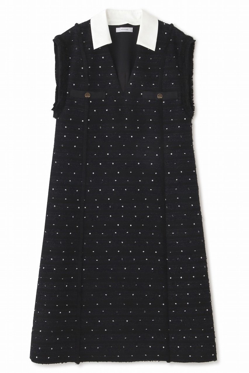 【アドーア/ADORE】のフラワースパングルツィードワンピース 人気、トレンドファッション・服の通販 founy(ファニー) 　ファッション　Fashion　レディースファッション　Fashion for Women　ワンピース　Dresses　チュニック　Tunic Tops & Dresses　スパンコール　Sequins, Sequin Embellishment　チュニック　Tunic, Long Top　ツイード　Twill, Twill Weave　ドレス　Dress, One-Piece　 other-1|ID: prp329100004477214 ipo3291000000032862275