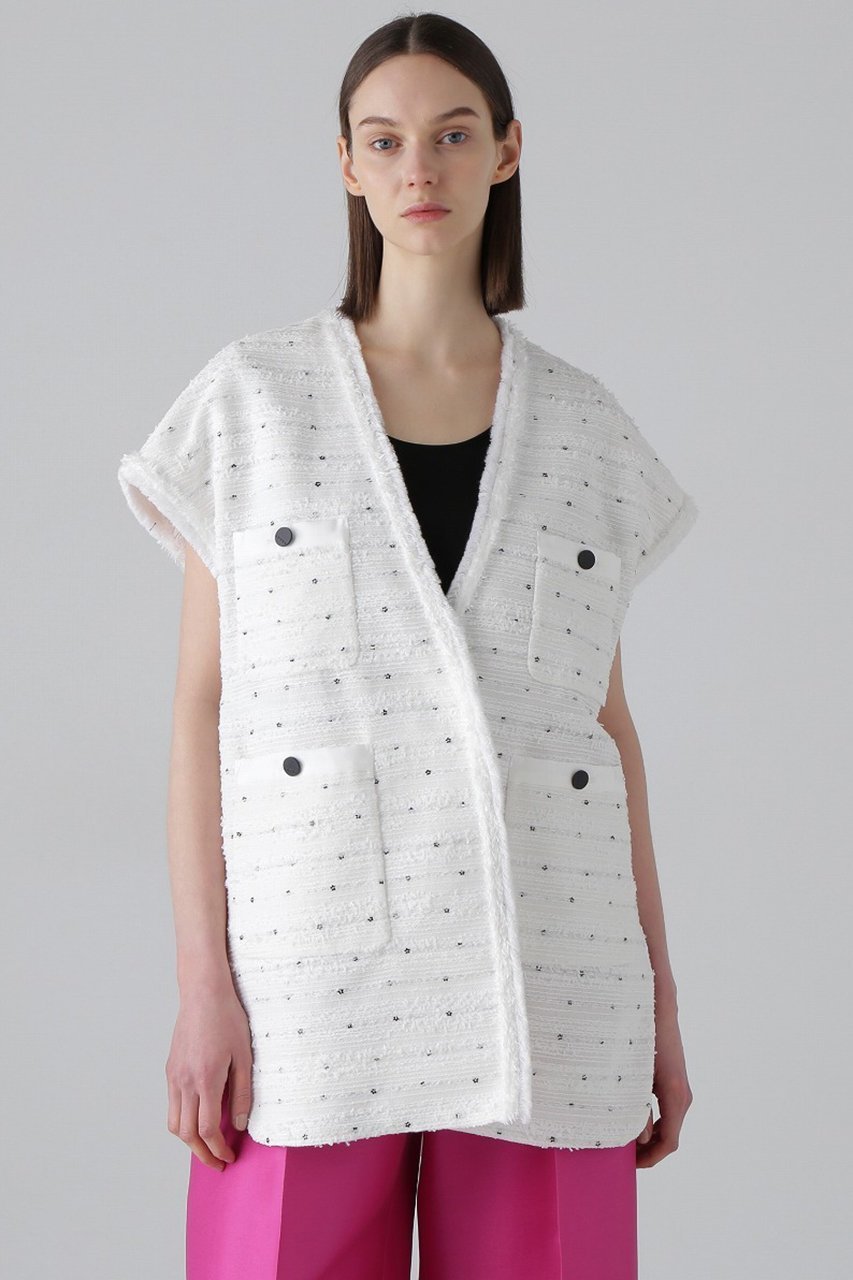 【アドーア/ADORE】のフラワースパングルツィードジャケット 人気、トレンドファッション・服の通販 founy(ファニー) 　ファッション　Fashion　レディースファッション　Fashion for Women　アウター　Coat / Outerwear Collection　レディースジャケット・軽アウター　Jackets　インナー　Innerwear　クラシック　Classic, Timeless Style　シンプル　Simple, Minimal　ジャケット　Jacket, Outerwear　スパンコール　Sequins, Sequin Embellishment　ツイード　Twill, Twill Weave　パッチ　Patch, Appliqué　フラワー　Flower, Floral　ボトム　Bottoms, Lower Wear　ポケット　Pocket, Pocket Detail　ラウンド　Round, Round Neck　ルーズ　Loose, Oversized　 other-1|ID: prp329100004477215 ipo3291000000034615630