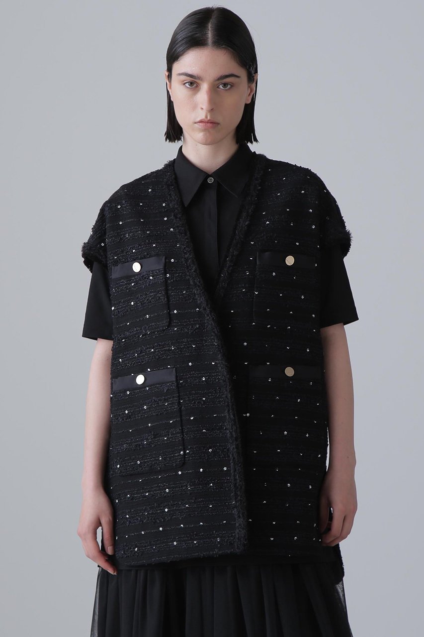 【アドーア/ADORE】のフラワースパングルツィードジャケット 人気、トレンドファッション・服の通販 founy(ファニー) 　ファッション　Fashion　レディースファッション　Fashion for Women　アウター　Coat / Outerwear Collection　レディースジャケット・軽アウター　Jackets　インナー　Innerwear　クラシック　Classic, Timeless Style　シンプル　Simple, Minimal　ジャケット　Jacket, Outerwear　スパンコール　Sequins, Sequin Embellishment　ツイード　Twill, Twill Weave　パッチ　Patch, Appliqué　フラワー　Flower, Floral　ボトム　Bottoms, Lower Wear　ポケット　Pocket, Pocket Detail　ラウンド　Round, Round Neck　ルーズ　Loose, Oversized　other-2|ID: prp329100004477215 ipo3291000000034615633