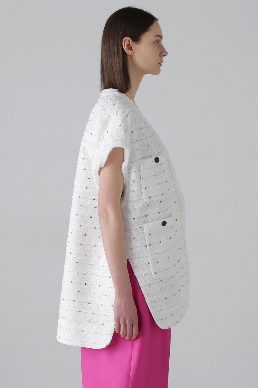 【アドーア/ADORE】のフラワースパングルツィードジャケット 人気、トレンドファッション・服の通販 founy(ファニー) 　ファッション　Fashion　レディースファッション　Fashion for Women　アウター　Coat / Outerwear Collection　レディースジャケット・軽アウター　Jackets　インナー　Innerwear　クラシック　Classic, Timeless Style　シンプル　Simple, Minimal　ジャケット　Jacket, Outerwear　スパンコール　Sequins, Sequin Embellishment　ツイード　Twill, Twill Weave　パッチ　Patch, Appliqué　フラワー　Flower, Floral　ボトム　Bottoms, Lower Wear　ポケット　Pocket, Pocket Detail　ラウンド　Round, Round Neck　ルーズ　Loose, Oversized　other-2|ID: prp329100004477215 ipo3291000000034990984