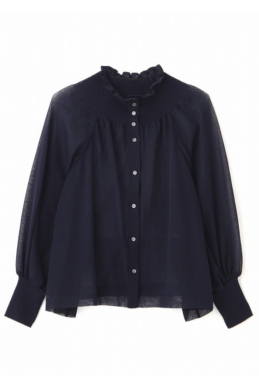 【アドーア/ADORE】のシャーリングシアーニット インテリア・キッズ・メンズ・レディースファッション・服の通販 founy(ファニー) 　ファッション　Fashion　レディースファッション　WOMEN　トップス・カットソー　Tops/Tshirt　ニット　Knit Tops　プルオーバー　Pullover　カーディガン　Cardigan　シアー　Sheer　シャーリング　Shirring　シンプル　Simple　フォルム　Form　ブラウジング　Browsing　エレガント 上品　Elegant　ネイビー|ID: prp329100004477216 ipo3291000000032243817