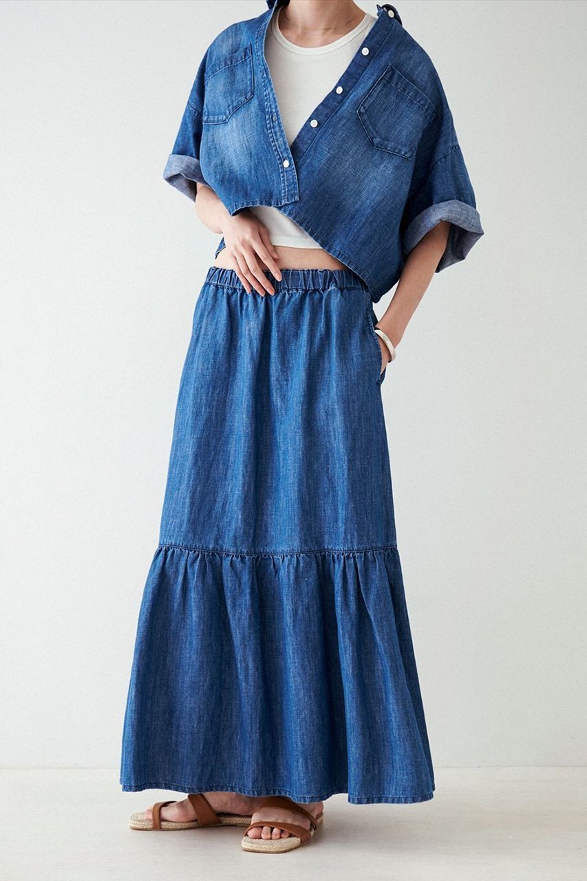 【ヘルシーデニム/Healthy Denim】のBreezy Strawberry デニムスカート 人気、トレンドファッション・服の通販 founy(ファニー) 　ファッション　Fashion　レディースファッション　WOMEN　スカート　Skirt　デニムスカート　Denim Skirts　シアー　Sheer　デニム　Denim　フェミニン　Feminine　リネン　Linen　レース　Race　ロング　Long　other-7|ID: prp329100004477230 ipo3291000000032151000