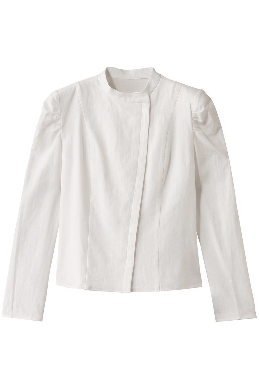 【ハー/HER.】のフロントアシメデザインブラウス インテリア・キッズ・メンズ・レディースファッション・服の通販 founy(ファニー) 　ファッション　Fashion　レディースファッション　Fashion for Women　トップス・カットソー　Cut & Sew Tops　シャツ・ブラウス・オフィスカジュアル　Elegant Blouses & Button-Ups　ショルダー　Shoulder, Shoulder Strap　ショート　Short, Short Length　スリーブ　Sleeve, Long Sleeve / Short Sleeve　リネン　Linen, Linen Fabric　オフホワイト|ID: prp329100004478969 ipo3291000000032839873