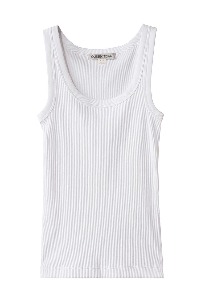 【アウターノウン/OUTERKNOWN】のSOJOURN リブタンクトップ 人気、トレンドファッション・服の通販 founy(ファニー) 　ファッション　Fashion　レディースファッション　Fashion for Women　トップス・カットソー　Cut & Sew Tops　キャミソール&ノースリーブ　Camisoles & Sleeveless Tops　シャツ・ブラウス・オフィスカジュアル　Elegant Blouses & Button-Ups　ロングTシャツ・Tシャツ　Longline T-Shirts & Tees　カットソー・ベーシックTシャツ　Cut-and-Sewn Tops / Stretch Tees & Basics　キャミソール　Camisole, Spaghetti Strap Top　コンパクト　Compact, Small Size　タンク　Tank Top, Sleeveless Top　ボトム　Bottoms, Lower Wear　定番　Standard, Basic Item　 other-1|ID: prp329100004480634 ipo3291000000035508615