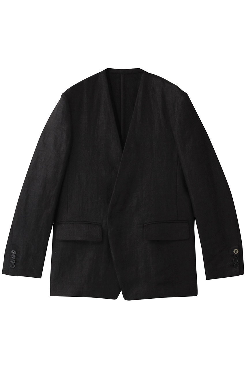 【ブリル/BRILL】のヘビーリネンノーカラージャケット インテリア・キッズ・メンズ・レディースファッション・服の通販 founy(ファニー) 　ファッション　Fashion　レディースファッション　Fashion for Women　アウター　Coat / Outerwear Collection　レディースジャケット・軽アウター　Jackets　ノーカラージャケット / シンプル上品コーデ　Collarless Jackets　なめらか　Smooth, Silky Texture　ジャケット　Jacket, Outerwear　フィット　Fit, Slim Fit　リネン　Linen, Linen Fabric　ブラック|ID: prp329100004480636 ipo3291000000031754307