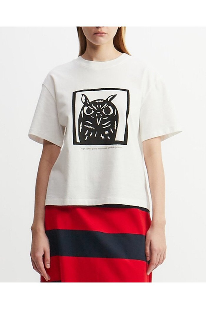 【プレインピープル/PLAIN PEOPLE】のミミズクプリントTシャツ インテリア・キッズ・メンズ・レディースファッション・服の通販 founy(ファニー) https://founy.com/ ファッション Fashion レディースファッション WOMEN トップス・カットソー Tops/Tshirt シャツ/ブラウス Shirts/Blouses ロング / Tシャツ T-Shirts カットソー Cut and Sewn クロップド Cropped ショート Short シンプル Simple ジャージ Jersey スリーブ Sleeve デニム Denim バランス Balance プリント Print エレガント 上品 Elegant 再入荷 Restock/Back In Stock/Re Arrival |ID: prp329100004480667 ipo3291000000031588516