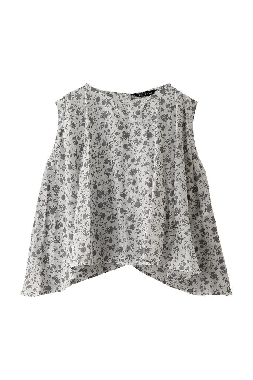 【ミズイロ インド/mizuiro ind】のsmall flower print N/S flare P/O プルオーバー インテリア・キッズ・メンズ・レディースファッション・服の通販 founy(ファニー) 　ファッション　Fashion　レディースファッション　Fashion for Women　トップス・カットソー　Cut & Sew Tops　キャミソール&ノースリーブ　Camisoles & Sleeveless Tops　シャツ・ブラウス・オフィスカジュアル　Elegant Blouses & Button-Ups　カジュアルプルオーバー・ニットトップス　Pullovers & Knit Tops / Casual Pullovers　イレギュラーヘム　Irregular Hem　シアー　Sheer, See-Through　スリーブ　Sleeve, Long Sleeve / Short Sleeve　ノースリーブ　Sleeveless, No-Sleeve　フラワー　Flower, Floral　フレア　Flare, Flared　gray|ID: prp329100004482858 ipo3291000000032856999