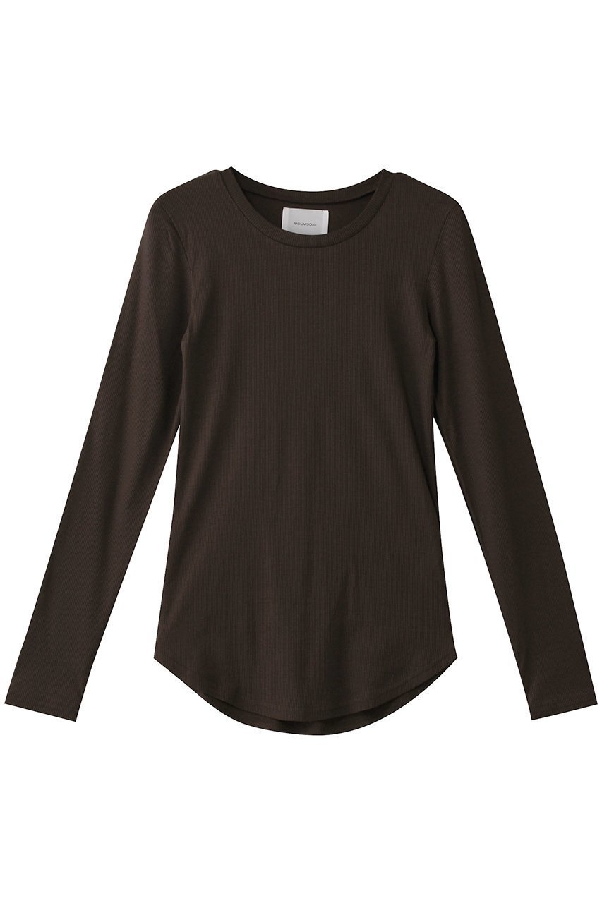 【ミディウミソリッド/MIDIUMISOLID】のlong slv rib top トップ インテリア・キッズ・メンズ・レディースファッション・服の通販 founy(ファニー) 　ファッション　Fashion　レディースファッション　Fashion for Women　トップス・カットソー　Cut & Sew Tops　シャツ・ブラウス・オフィスカジュアル　Elegant Blouses & Button-Ups　おすすめ　Recommended / Our Picks　エレガント 上品　Elegant　シアー　Sheer, See-Through　シンプル　Simple, Minimal　スリーブ　Sleeve, Long Sleeve / Short Sleeve　デニム　Denim, Jeans Material　フィット　Fit, Slim Fit　ロング　Long, Long-Length　brown|ID: prp329100004482864 ipo3291000000032856879