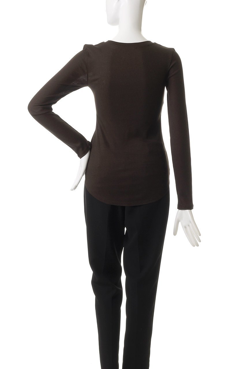 【ミディウミソリッド/MIDIUMISOLID】のlong slv rib top トップ 人気、トレンドファッション・服の通販 founy(ファニー) 　ファッション　Fashion　レディースファッション　Fashion for Women　トップス・カットソー　Cut & Sew Tops　シャツ・ブラウス・オフィスカジュアル　Elegant Blouses & Button-Ups　おすすめ　Recommended / Our Picks　エレガント 上品　Elegant　シアー　Sheer, See-Through　シンプル　Simple, Minimal　スリーブ　Sleeve, Long Sleeve / Short Sleeve　デニム　Denim, Jeans Material　フィット　Fit, Slim Fit　ロング　Long, Long-Length　other-4|ID: prp329100004482864 ipo3291000000032856896