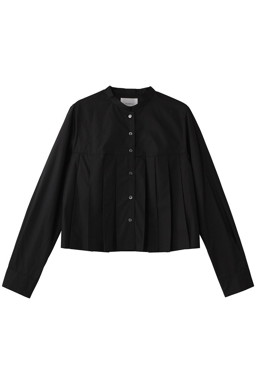 【ミディウミソリッド/MIDIUMISOLID】のstand collar pleats shirt.S シャツ インテリア・キッズ・メンズ・レディースファッション・服の通販 founy(ファニー) 　ファッション　Fashion　レディースファッション　WOMEN　トップス・カットソー　Tops/Tshirt　シャツ/ブラウス　Shirts/Blouses　クロップド　Cropped　シンプル　Simple　スリーブ　Sleeve　デニム　Denim　トレンド　Trend　プリーツ　Pleats　ロング　Long　black|ID: prp329100004482865 ipo3291000000031602439