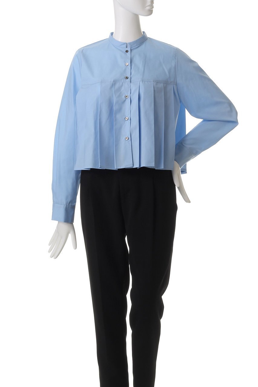 【ミディウミソリッド/MIDIUMISOLID】のstand collar pleats shirt.S シャツ 人気、トレンドファッション・服の通販 founy(ファニー) 　ファッション　Fashion　レディースファッション　WOMEN　トップス・カットソー　Tops/Tshirt　シャツ/ブラウス　Shirts/Blouses　クロップド　Cropped　シンプル　Simple　スリーブ　Sleeve　デニム　Denim　トレンド　Trend　プリーツ　Pleats　ロング　Long　other-2|ID: prp329100004482865 ipo3291000000031602440