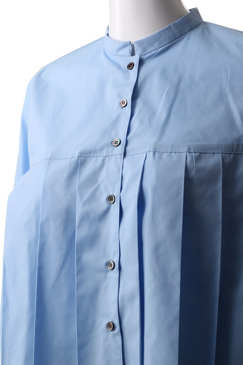 【ミディウミソリッド/MIDIUMISOLID】のstand collar pleats shirt.S シャツ 人気、トレンドファッション・服の通販 founy(ファニー) 　ファッション　Fashion　レディースファッション　WOMEN　トップス・カットソー　Tops/Tshirt　シャツ/ブラウス　Shirts/Blouses　クロップド　Cropped　シンプル　Simple　スリーブ　Sleeve　デニム　Denim　トレンド　Trend　プリーツ　Pleats　ロング　Long　other-5|ID: prp329100004482865 ipo3291000000031602443