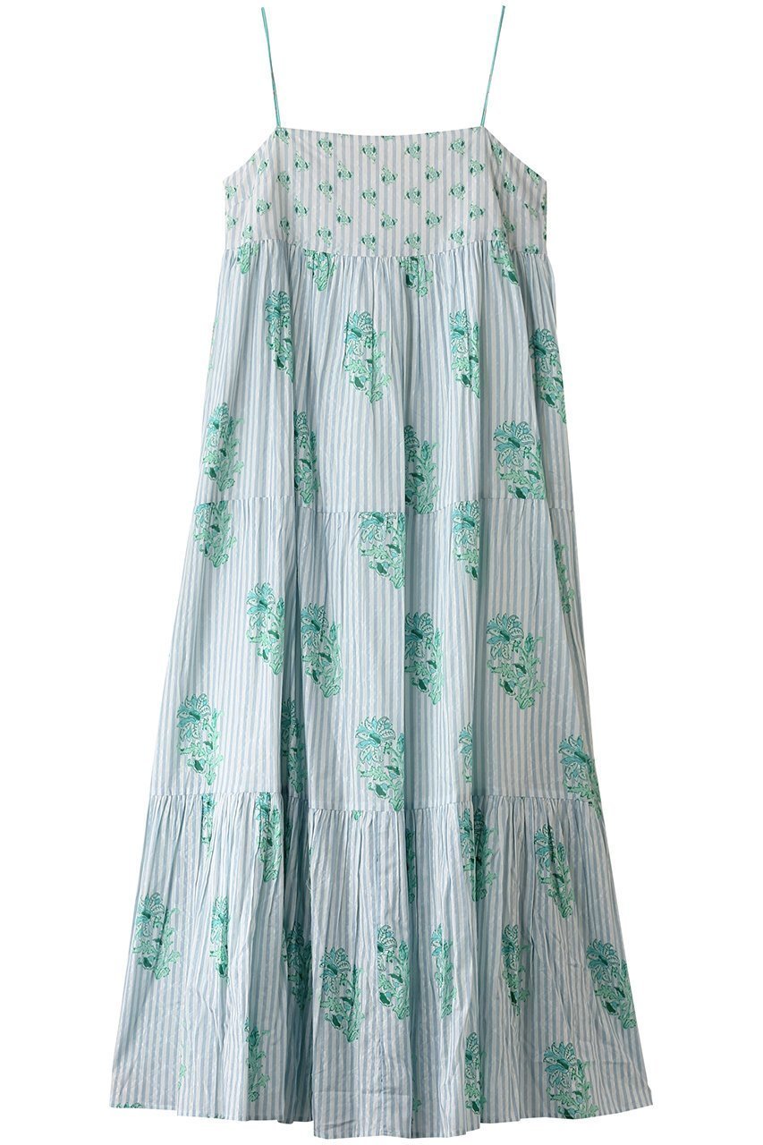【ヌキテパ/NE QUITTEZ PAS】のCOTTON JACQUARD LILY プリント キャミソールドレス インテリア・キッズ・メンズ・レディースファッション・服の通販 founy(ファニー) 　ファッション　Fashion　レディースファッション　Fashion for Women　ワンピース　Dresses　フォーマル・パーティードレス・結婚式用ドレス　Elegant & Casual Dresses　チュニック　Tunic Tops & Dresses　キャミソール　Camisole, Spaghetti Strap Top　ストライプ　Stripe, Striped Pattern　チュニック　Tunic, Long Top　ドレス　Dress, One-Piece　フェミニン　Feminine, Girly　プリント　Print, Printed Pattern　リゾート　Resort, Vacation Style　ロング　Long, Long-Length　夏　Summer　グリーン|ID: prp329100004482872 ipo3291000000032862909