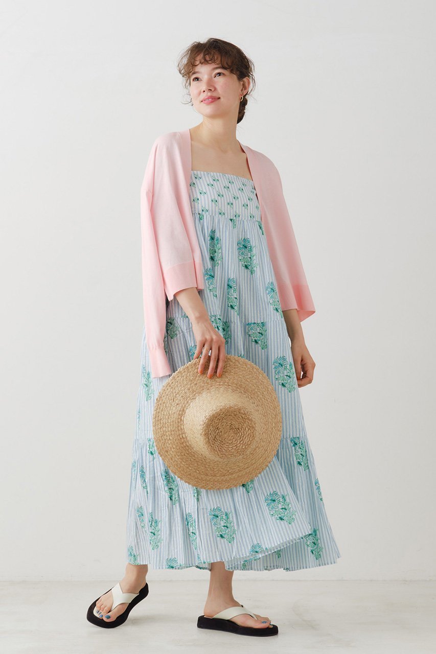 【ヌキテパ/NE QUITTEZ PAS】のCOTTON JACQUARD LILY プリント キャミソールドレス 人気、トレンドファッション・服の通販 founy(ファニー) 　ファッション　Fashion　レディースファッション　Fashion for Women　ワンピース　Dresses　フォーマル・パーティードレス・結婚式用ドレス　Elegant & Casual Dresses　チュニック　Tunic Tops & Dresses　キャミソール　Camisole, Spaghetti Strap Top　ストライプ　Stripe, Striped Pattern　チュニック　Tunic, Long Top　ドレス　Dress, One-Piece　フェミニン　Feminine, Girly　プリント　Print, Printed Pattern　リゾート　Resort, Vacation Style　ロング　Long, Long-Length　夏　Summer　other-6|ID: prp329100004482872 ipo3291000000032862940