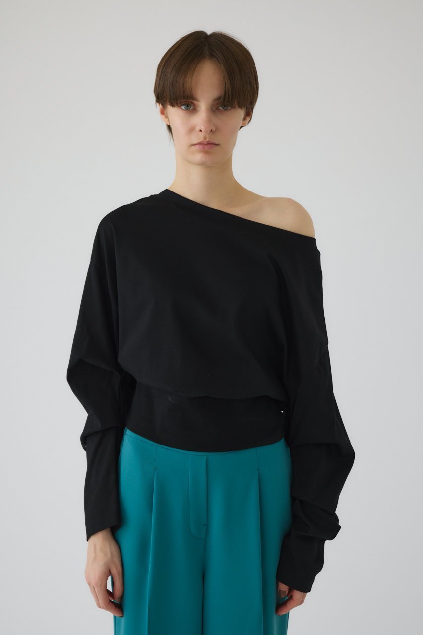 【リムアーク/RIM.ARK】のSleeve tuck cut tops/カットソー インテリア・キッズ・メンズ・レディースファッション・服の通販 founy(ファニー) 　ファッション　Fashion　レディースファッション　Fashion for Women　トップス・カットソー　Cut & Sew Tops　シャツ・ブラウス・オフィスカジュアル　Elegant Blouses & Button-Ups　ロングTシャツ・Tシャツ　Longline T-Shirts & Tees　カットソー・ベーシックTシャツ　Cut-and-Sewn Tops / Stretch Tees & Basics　おすすめ　Recommended / Our Picks　カットソー　Cut and Sewn Top　スリーブ　Sleeve, Long Sleeve / Short Sleeve　ロング　Long, Long-Length　ブラック|ID: prp329100004482873 ipo3291000000035421645