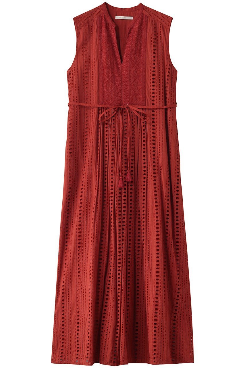 【ヌキテパ/NE QUITTEZ PAS】のSTRIPE CUTWORK 刺しゅう ノースリーブドレス 人気、トレンドファッション・服の通販 founy(ファニー) 　ファッション　Fashion　レディースファッション　Fashion for Women　ワンピース　Dresses　フォーマル・パーティードレス・結婚式用ドレス　Elegant & Casual Dresses　チュニック　Tunic Tops & Dresses　おすすめ　Recommended / Our Picks　ストライプ　Stripe, Striped Pattern　チュニック　Tunic, Long Top　ドレス　Dress, One-Piece　ノースリーブ　Sleeveless, No-Sleeve　リボン　Ribbon, Bow　ロング　Long, Long-Length　ワーク　Workwear, Utility Style　エレガント 上品　Elegant　 other-1|ID: prp329100004482910 ipo3291000000032862792