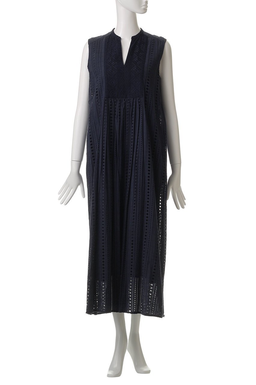 【ヌキテパ/NE QUITTEZ PAS】のSTRIPE CUTWORK 刺しゅう ノースリーブドレス 人気、トレンドファッション・服の通販 founy(ファニー) 　ファッション　Fashion　レディースファッション　Fashion for Women　ワンピース　Dresses　フォーマル・パーティードレス・結婚式用ドレス　Elegant & Casual Dresses　チュニック　Tunic Tops & Dresses　おすすめ　Recommended / Our Picks　ストライプ　Stripe, Striped Pattern　チュニック　Tunic, Long Top　ドレス　Dress, One-Piece　ノースリーブ　Sleeveless, No-Sleeve　リボン　Ribbon, Bow　ロング　Long, Long-Length　ワーク　Workwear, Utility Style　エレガント 上品　Elegant　other-6|ID: prp329100004482910 ipo3291000000032862835
