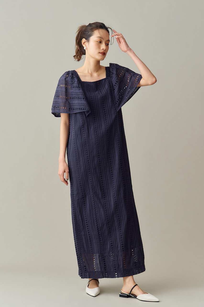 【ヌキテパ/NE QUITTEZ PAS】のSTRIPE CUTWORK ショートスリーブ ドレス 人気、トレンドファッション・服の通販 founy(ファニー) 　ファッション　Fashion　レディースファッション　WOMEN　ワンピース　Dress　ドレス　Party Dresses　チュニック　Tunic　おすすめ　Recommend　エレガント 上品　Elegant　ショート　Short　ストライプ　Stripe　スリーブ　Sleeve　チュニック　Tunic　ドレス　Dress　ロング　Long　ワーク　Work　帽子　Hat　other-6|ID: prp329100004482912 ipo3291000000032074685