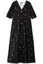 【ヌキテパ/NE QUITTEZ PAS】のCOTTON VOILE DOT LEAF 刺しゅう ギャザースリーブドレス ブラック|ID:prp329100004482914