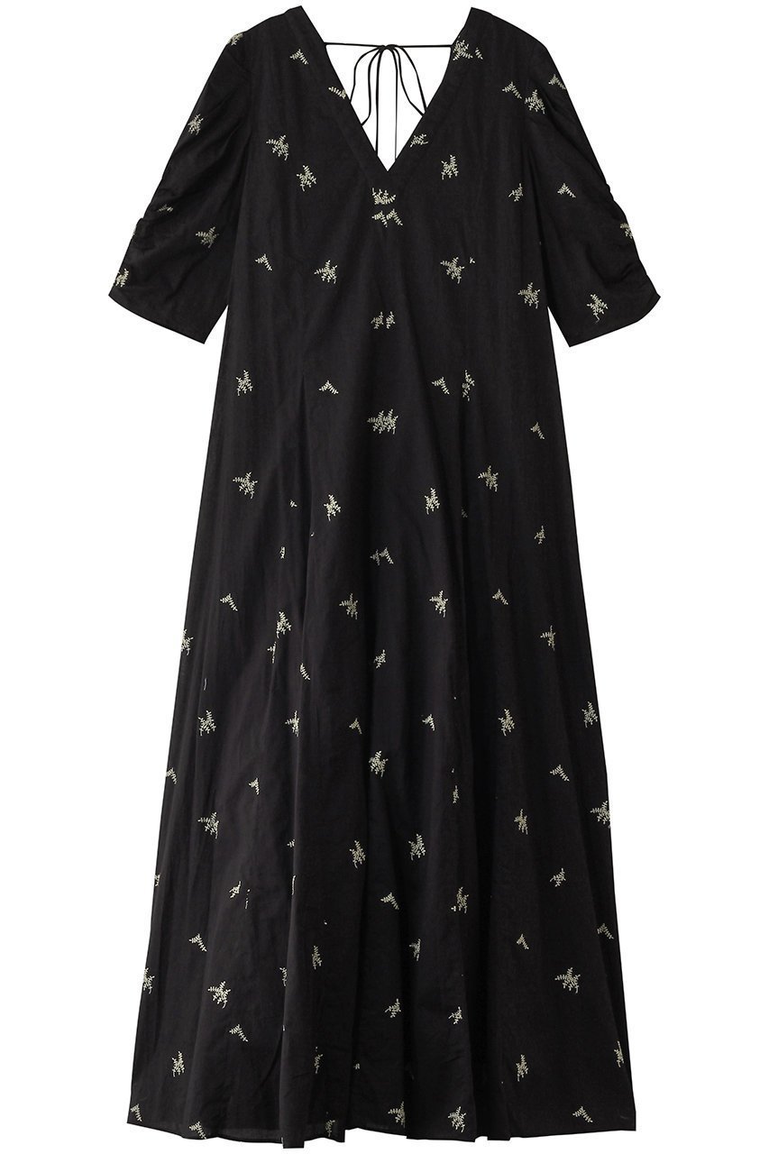 【ヌキテパ/NE QUITTEZ PAS】のCOTTON VOILE DOT LEAF 刺しゅう ギャザースリーブドレス 人気、トレンドファッション・服の通販 founy(ファニー) 　ファッション　Fashion　レディースファッション　Fashion for Women　ワンピース　Dresses　フォーマル・パーティードレス・結婚式用ドレス　Elegant & Casual Dresses　チュニック　Tunic Tops & Dresses　ギャザー　Gathered, Ruffled　スリーブ　Sleeve, Long Sleeve / Short Sleeve　チュニック　Tunic, Long Top　ドレス　Dress, One-Piece　モチーフ　Motif, Design Theme　リーフ　Leaf, Botanical Leaf　ロング　Long, Long-Length　エレガント 上品　Elegant　 other-1|ID: prp329100004482914 ipo3291000000032857419