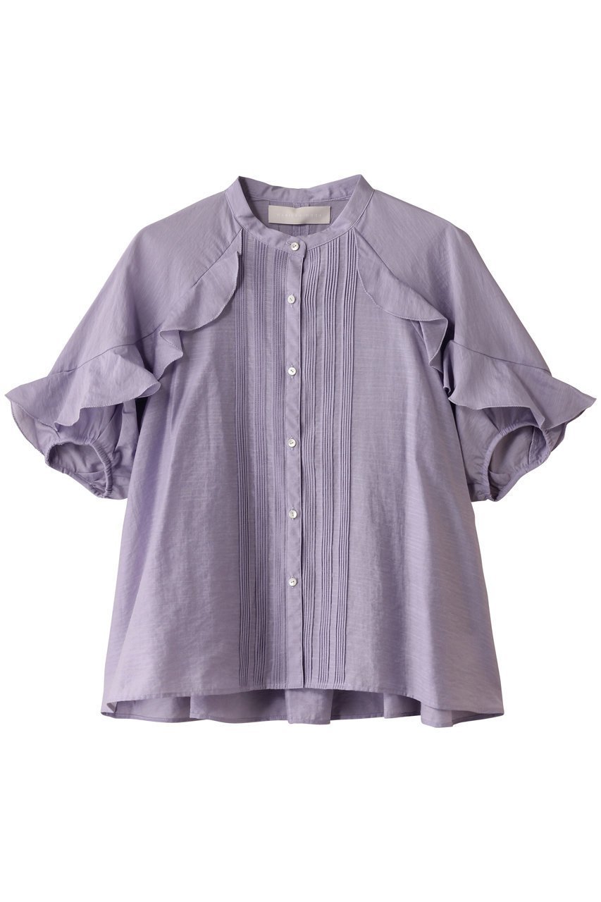 【マリリンムーン/MARILYN MOON】のシアーラッフルピンタックブラウス インテリア・キッズ・メンズ・レディースファッション・服の通販 founy(ファニー) 　ファッション　Fashion　レディースファッション　Fashion for Women　トップス・カットソー　Cut & Sew Tops　シャツ・ブラウス・オフィスカジュアル　Elegant Blouses & Button-Ups　おすすめ　Recommended / Our Picks　シアー　Sheer, See-Through　ショート　Short, Short Length　スリーブ　Sleeve, Long Sleeve / Short Sleeve　ネップ　Nepp, Slub Yarn　バランス　Balance, Style Balance　ラッフル　Ruffle, Frill　ラベンダー|ID: prp329100004482924 ipo3291000000032839123