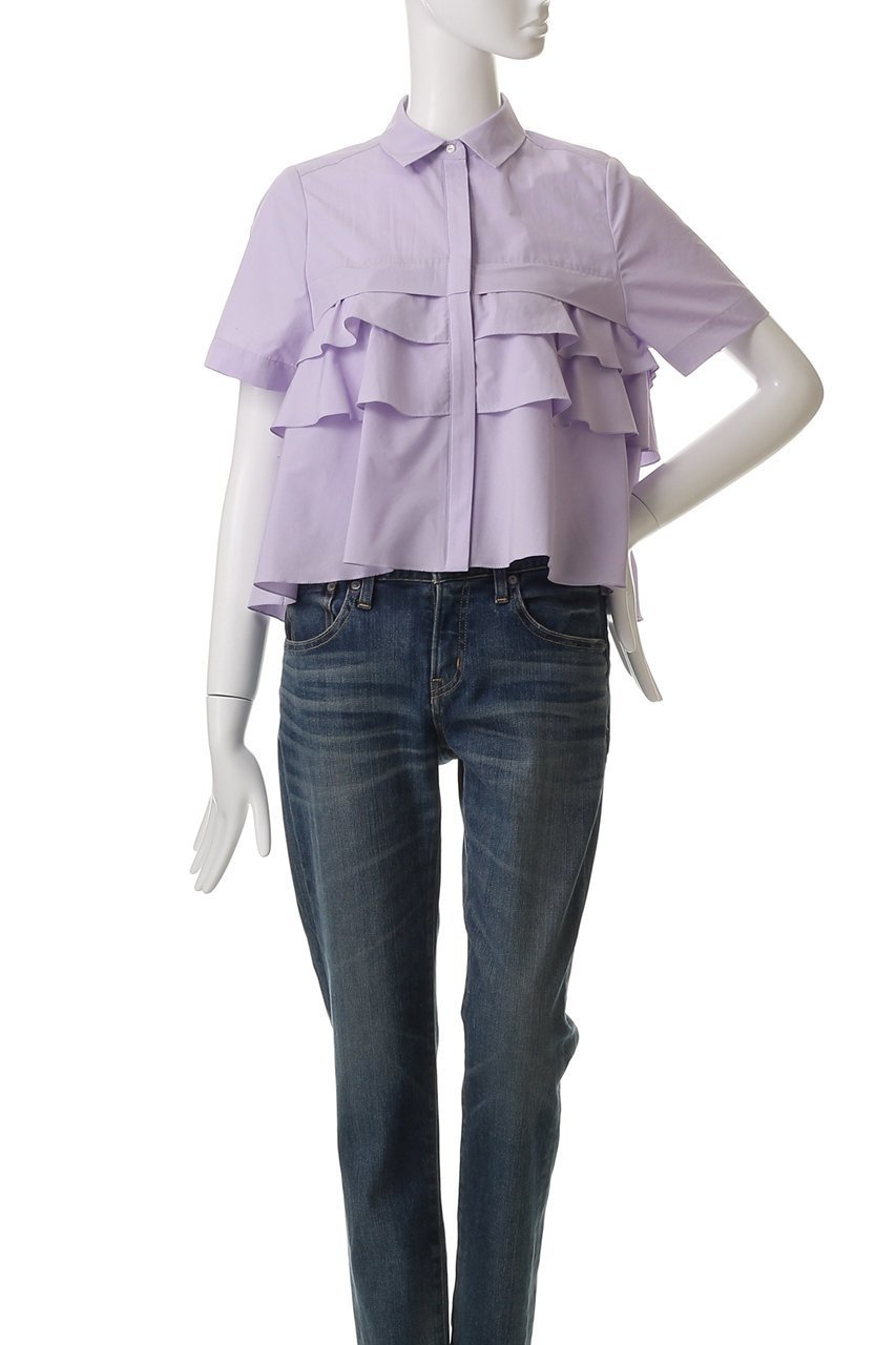 【マリリンムーン/MARILYN MOON】のレイヤードラッフルハーフスリーブブラウス 人気、トレンドファッション・服の通販 founy(ファニー) 　ファッション　Fashion　レディースファッション　Fashion for Women　トップス・カットソー　Cut & Sew Tops　シャツ・ブラウス・オフィスカジュアル　Elegant Blouses & Button-Ups　ショート　Short, Short Length　スリーブ　Sleeve, Long Sleeve / Short Sleeve　ラッフル　Ruffle, Frill　ビジネス 仕事 通勤　Business / Work / Commuting　夏　Summer　other-2|ID: prp329100004482926 ipo3291000000032839178
