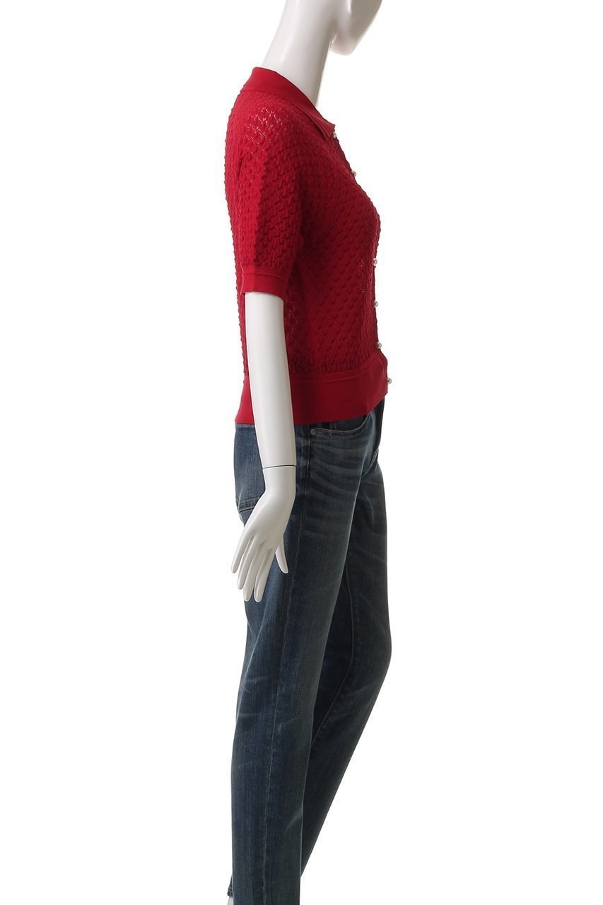 【マリリンムーン/MARILYN MOON】のダイヤモンドオープンワークポロニットカーディガン 人気、トレンドファッション・服の通販 founy(ファニー) 　ファッション　Fashion　レディースファッション　Fashion for Women　トップス・カットソー　Cut & Sew Tops　ニット　Knit Tops & Sweaters　カーディガン・羽織り　Layered Style Cardigans　おすすめ　Recommended / Our Picks　カーディガン　Cardigan, Knitwear　クロップド　Cropped, Short Length　サマー　Summer, Summer Style　シアー　Sheer, See-Through　デニム　Denim, Jeans Material　夏　Summer　other-3|ID: prp329100004482928 ipo3291000000032786673