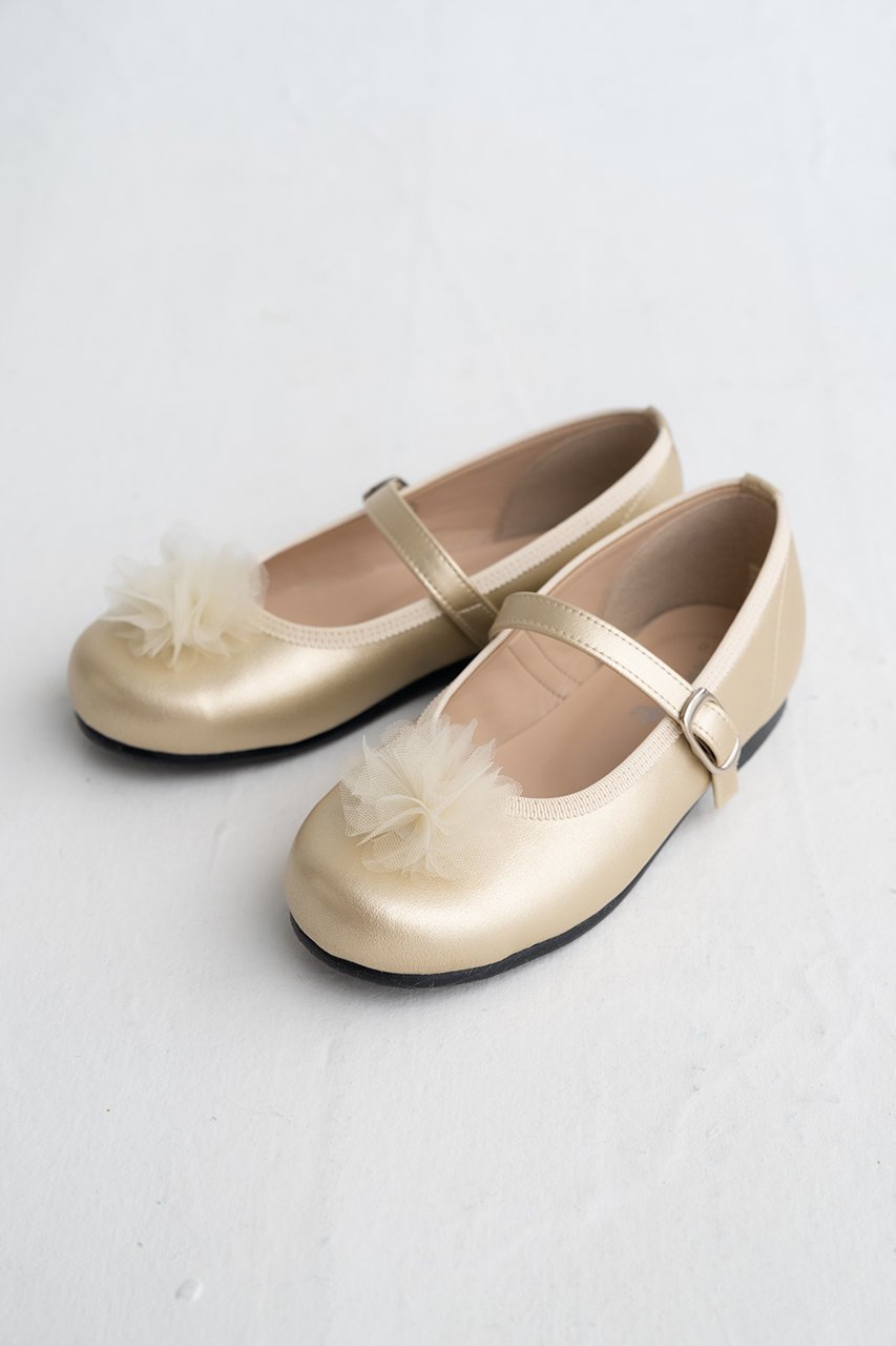 【ポプキンズ/POMPKINS / KIDS】の【KIDS】チュール花付きシューズ ゴールド 21 インテリア・キッズ・メンズ・レディースファッション・服の通販 founy(ファニー) 　ファッション　Fashion　キッズファッション　Fashion for Kids　シューズ　Shoes, Footwear　ソックス　Socks, Hosiery　チュール　Tulip, Tulip Motif　エレガント 上品　Elegant　ゴールド|ID: prp329100004482932 ipo3291000000036192219